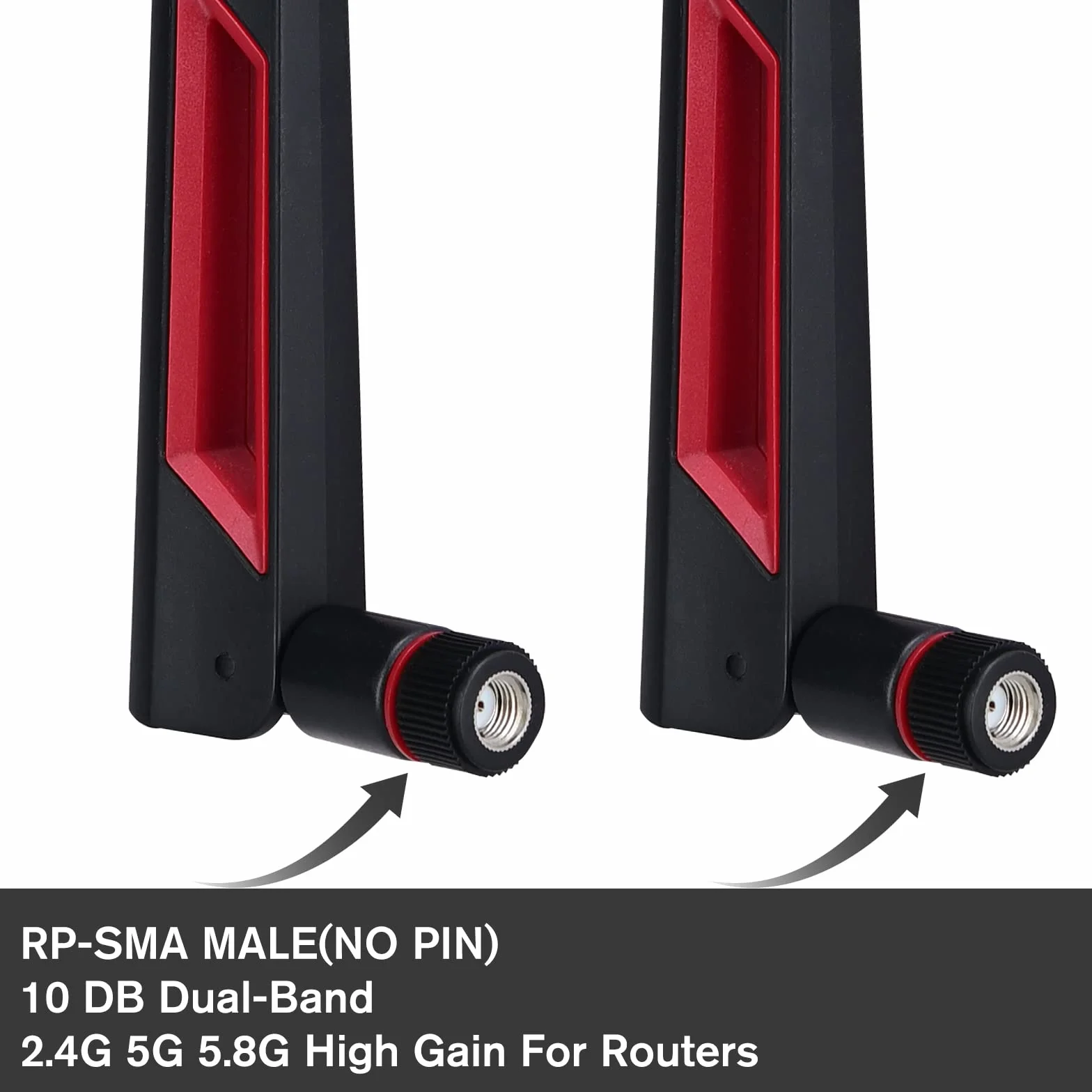 Antena Wi-Fi, 10 dB, dwuzakresowa, 2,4 GHz, 5 GHz, 5,8 GHz, wysokie wzmocnienie, z wtyczką RP SMA do routera/adaptera AP/USB/kamery IP/przedłużacza zasięgu WiFi