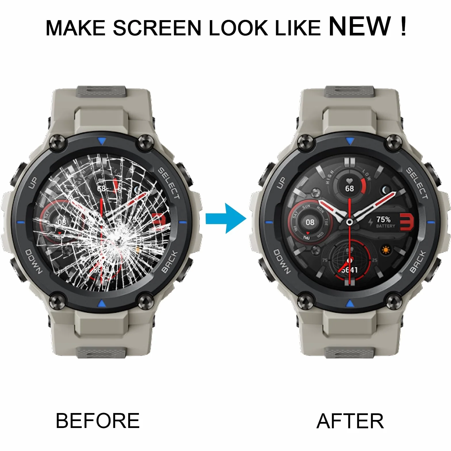 Obejrzyj cz zastpcz Dla for AMAZFIT T-Rex 2 Oryginalny ekran LCD z cyfrow penym zespoem Akcesoria