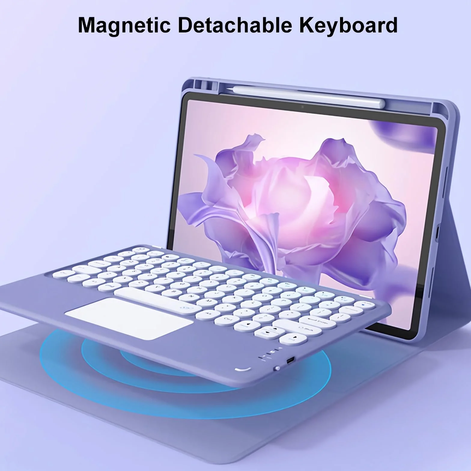 Etui z klawiaturą do Xiaomi Mi Pad 5/5 Pro 11" 2021, Wbudowany Uchwyt Na Ołówek, Magnetyczna Odłączana Bezprzewodowa Podświetlana Klawiatura z Myszą Bluetooth,Blue 1