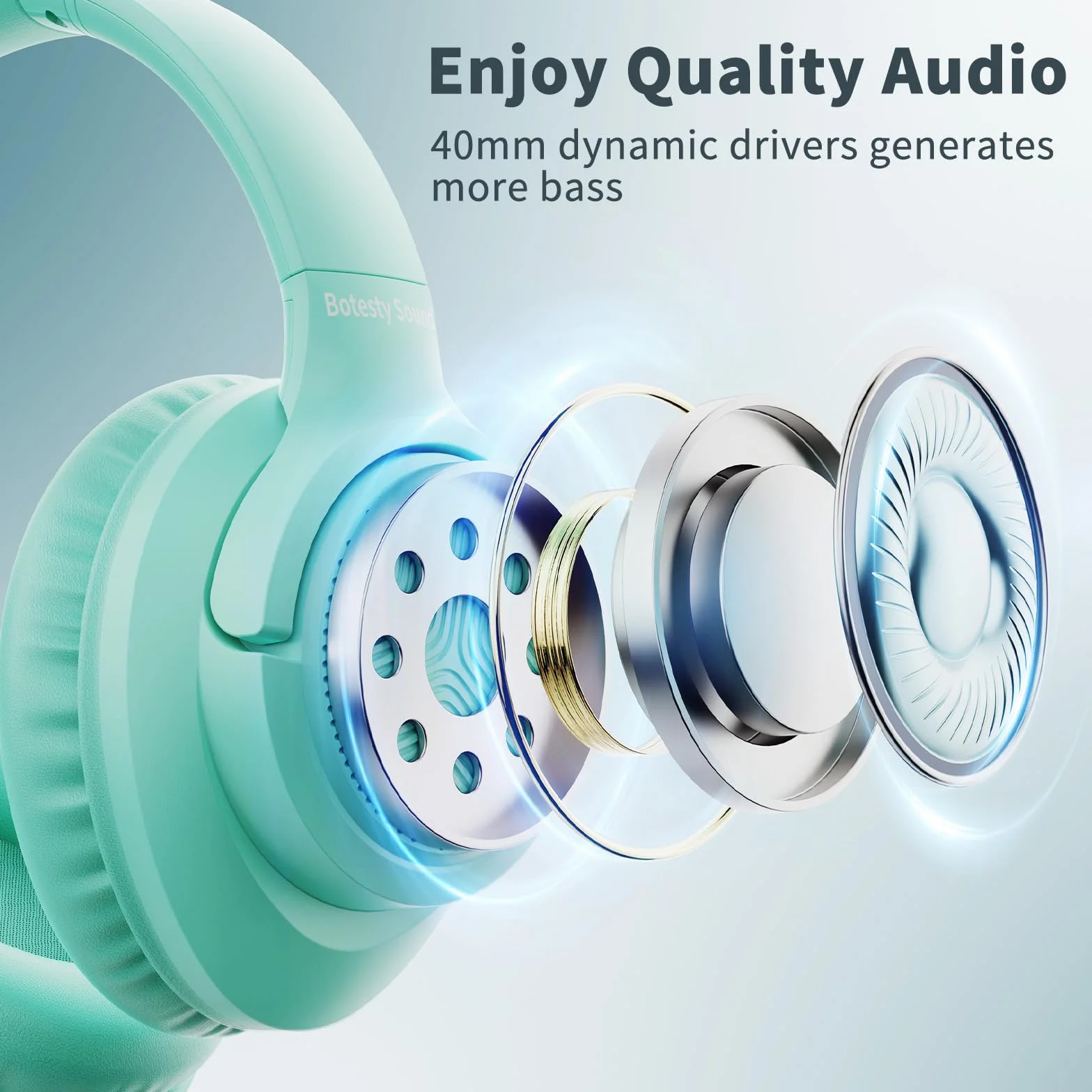 Botesty Sound Słuchawki przewodowe z mikrofonem, składane słuchawki wtykowe 3,5 mm, przewodowe, z nylonowym kablem 1,5 m, do tabletu, laptopa, MP3/4, szkoły, podróży samolotem, zielone