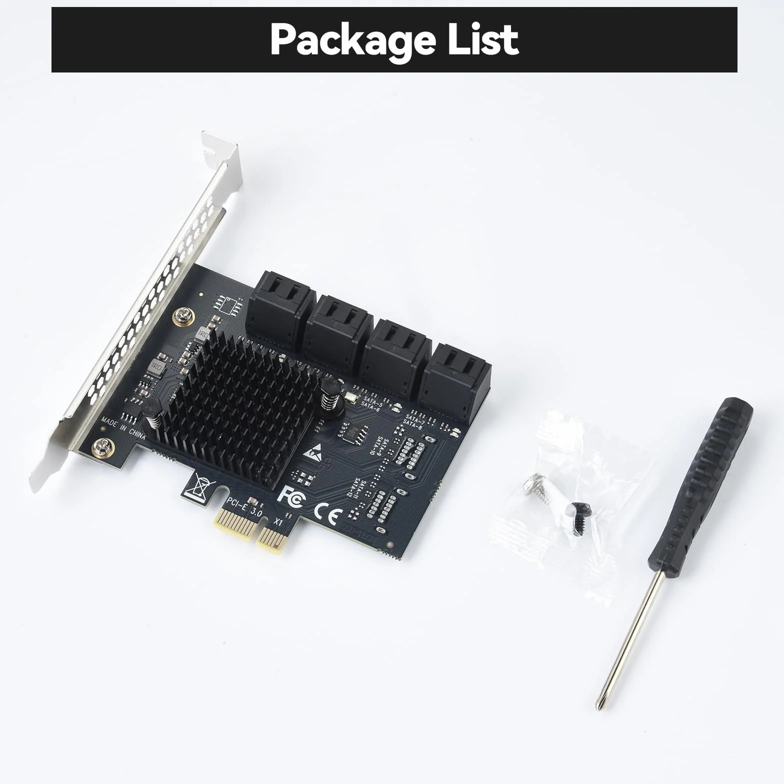 ELUTENG PCIe SATA karta 8 portów, 6 Gbps PCIe do SATA adapter SATA 3.0, karta kontrolera, PCI Express X1, karta rozszerzeń do komputera stacjonarnego, obsługa dysku SSD HDD, rozruch jako dysk