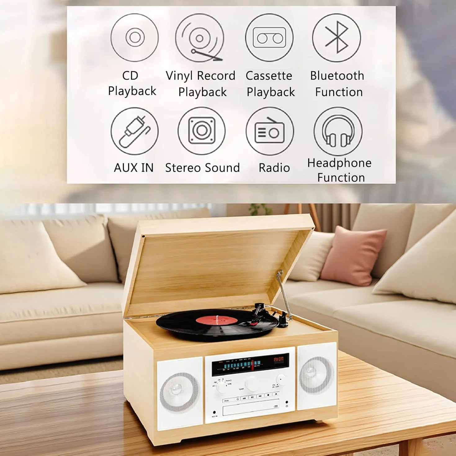 Przenośny odtwarzacz CD z kasetą kasetową i radiem AM/FM, wyjście/wejście audio, kompaktowa konstrukcja do użytku domowego i biurowego, ciesz się muzyką w dowolnym miejscu