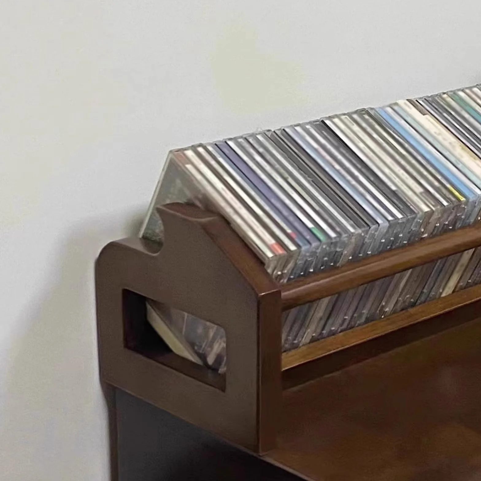 Stojak na płyty winylowe, drewniany uchwyt na płyty CD do salonu, domu, biura, stylowy stojak ekspozycyjny, oszczędność miejsca, przechowywanie dla miłośników muzyki