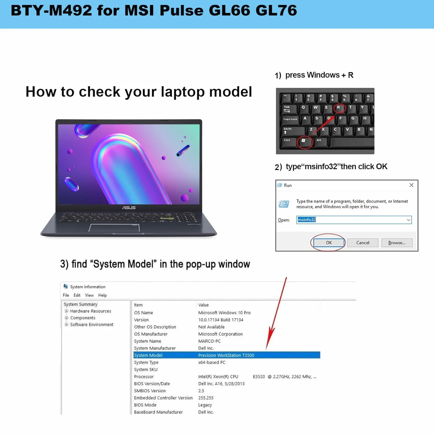 BLESYS BTY-M492 akumulator do MSI Pulse GL66 GL76 Katana GF66 GF76 Sword 15 A11U WF66 WF76 53,5 Wh