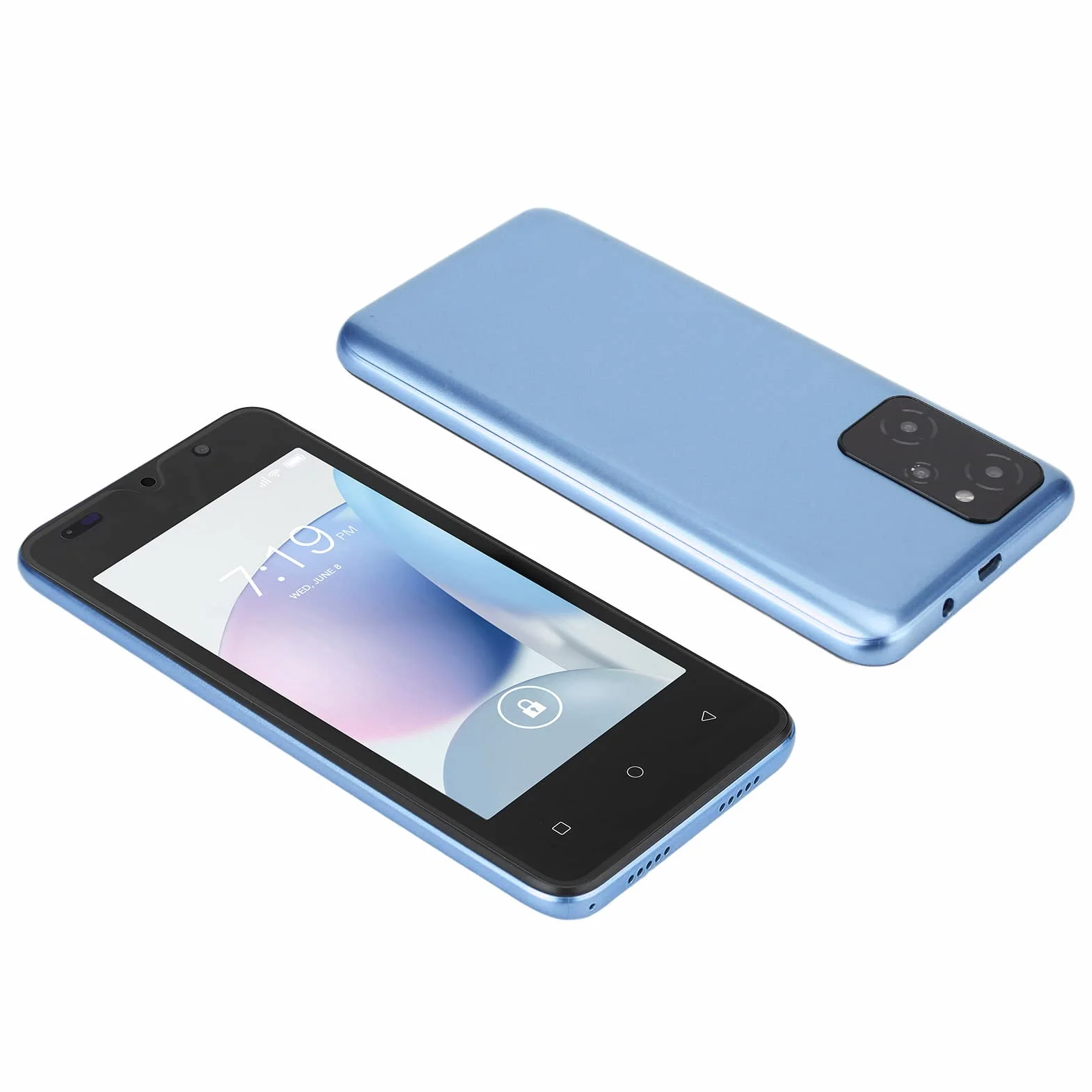 Odblokowany Smartfon, 4,66 Cala 2 GB RAM 32 GB ROM 2800 Mah Smart Dual Card Dual Standby Telefon Komórkowy, 2 MP Przedni Aparat 5 MP Tylny Aparat Smartphone, Rozpoznawanie Twarzy(Jasny niebieski)
