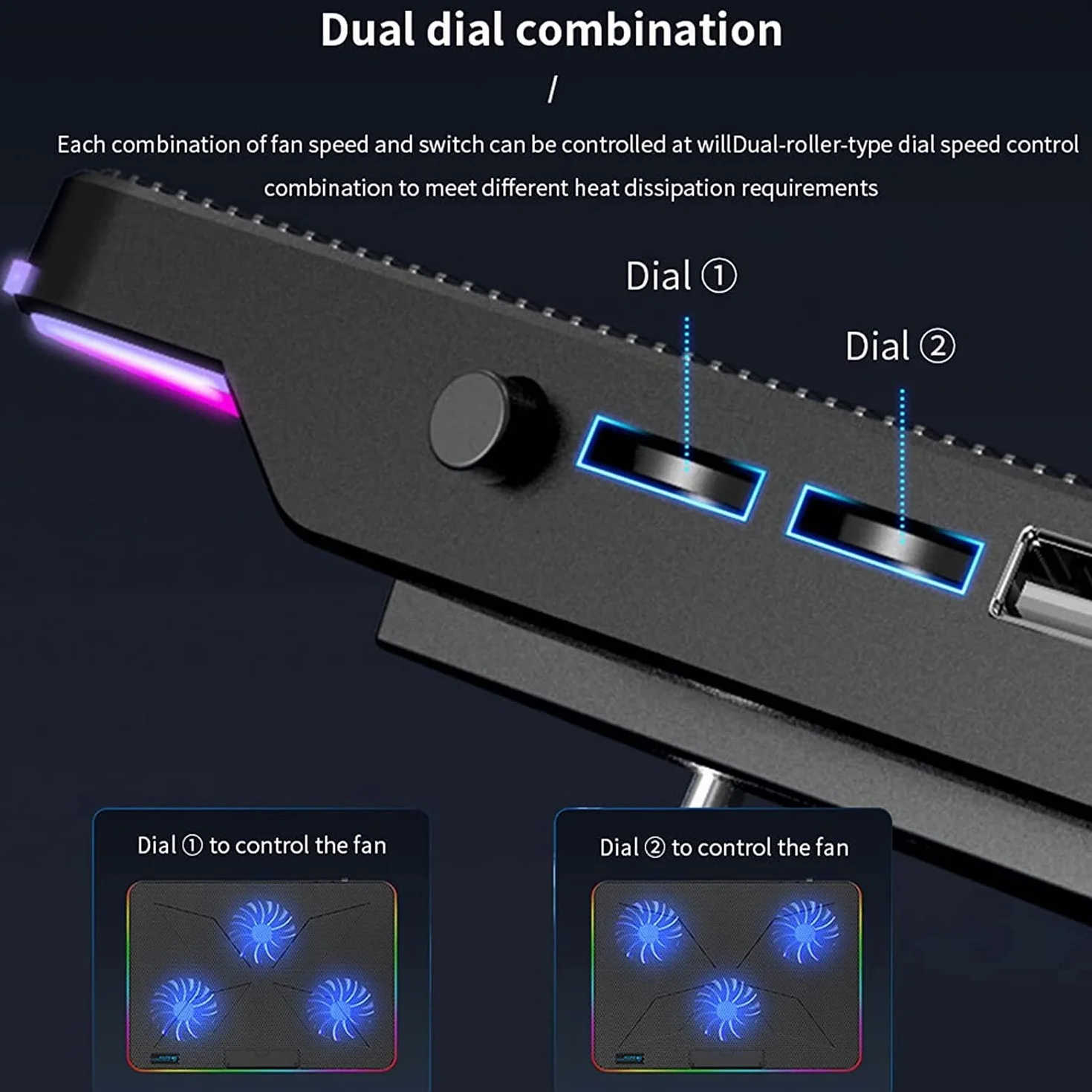 Podstawka Chłodząca Stabilny Podkładka Chłodząca Do Laptopa USB Cicha Chłodziarka Chłodnica RGB Light Speed ​​7 Gear Regulowany Kąt Cichy Biurko