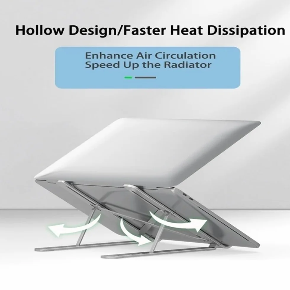 Podstawka pod laptopa, Foldable Laptop Stand for Desk, Aluminum Alloy Laptop Holder Bracket with Cooling Fan(Gray)