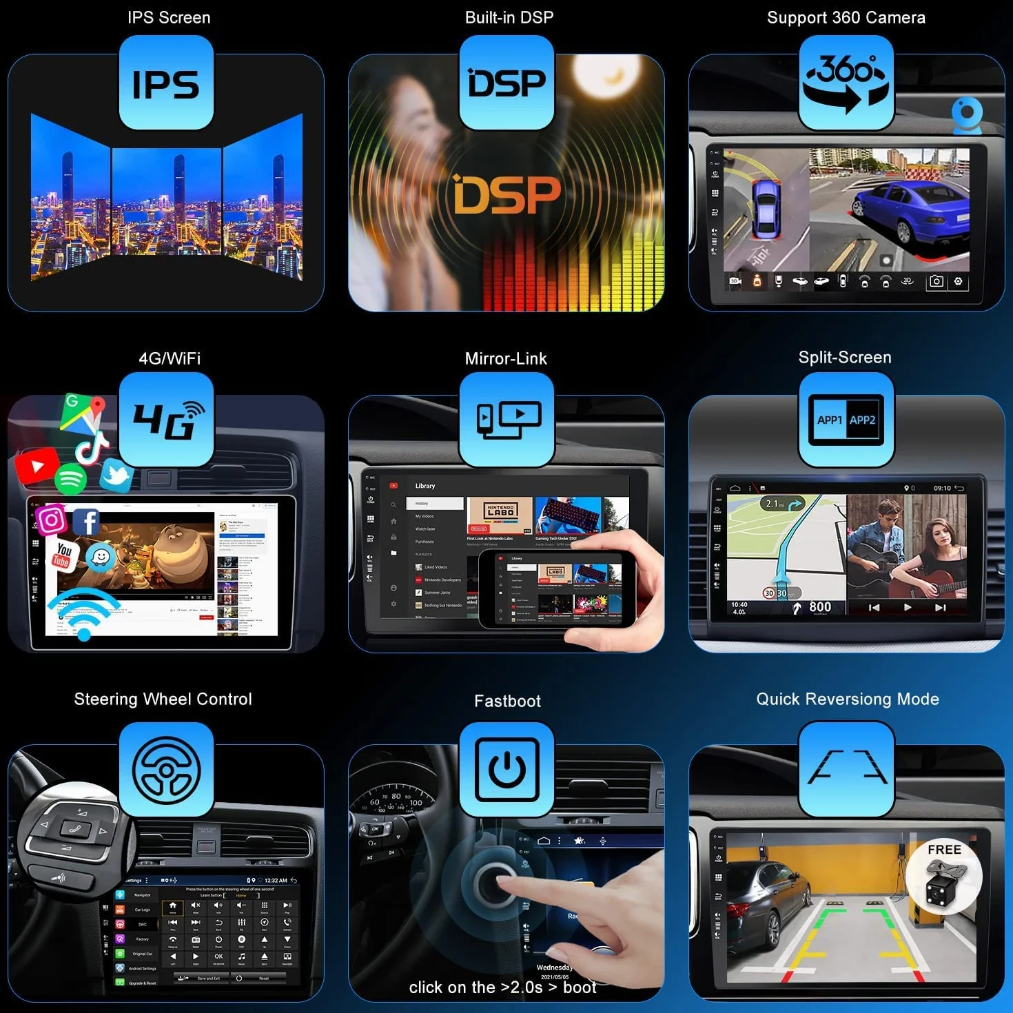 [6 GB + 128 GB] radio samochodowe z systemem Android 14 do FIAT Panda MK3 typ 319 2013-2020 [zintegrowany CarPlay/Android Auto/DSP/GPS]-7-calowy ekran IPS DAB/Mirror Link/Bluetooth 5.0/360