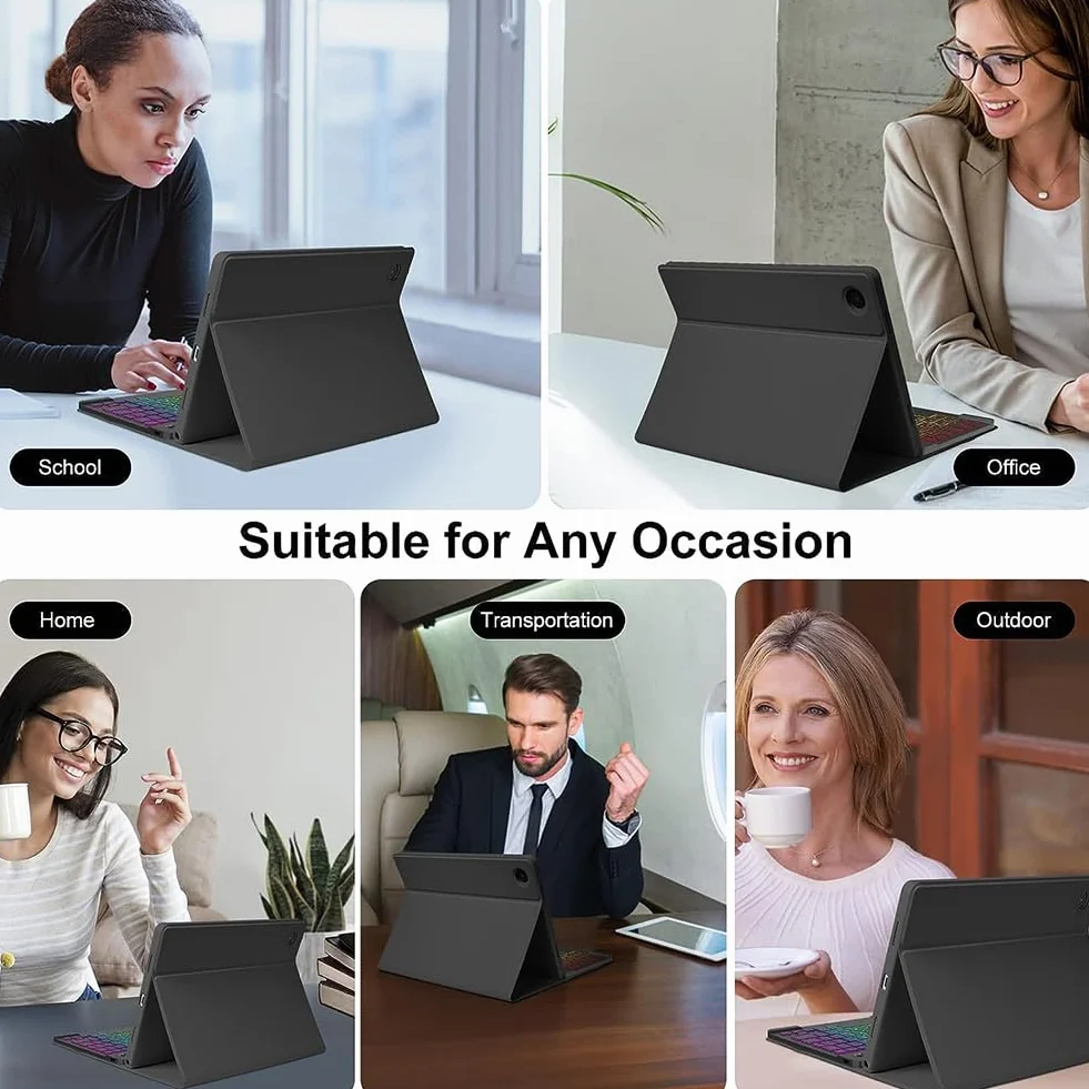 Keyboard Case for Xiaomi Redmi Pad Pro 12,1 Cala, Wydanie 2024, 7-Kolorowa Podświetlana, Odłączana Bezprzewodowa Klawiatura Bluetooth, Ultracienka Obudowa Magnetyczna Z Myszą,Purple