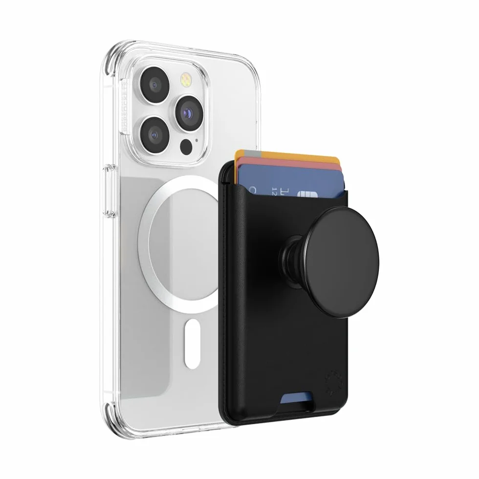 PopSockets Softgoods Portfel na telefon z rozszerzającym się uchwytem i pierścieniem adaptera do MagSafe, uchwyt na kartę telefonu, kompatybilny z bezprzewodowym ładowaniem, portfel kompatybilny z