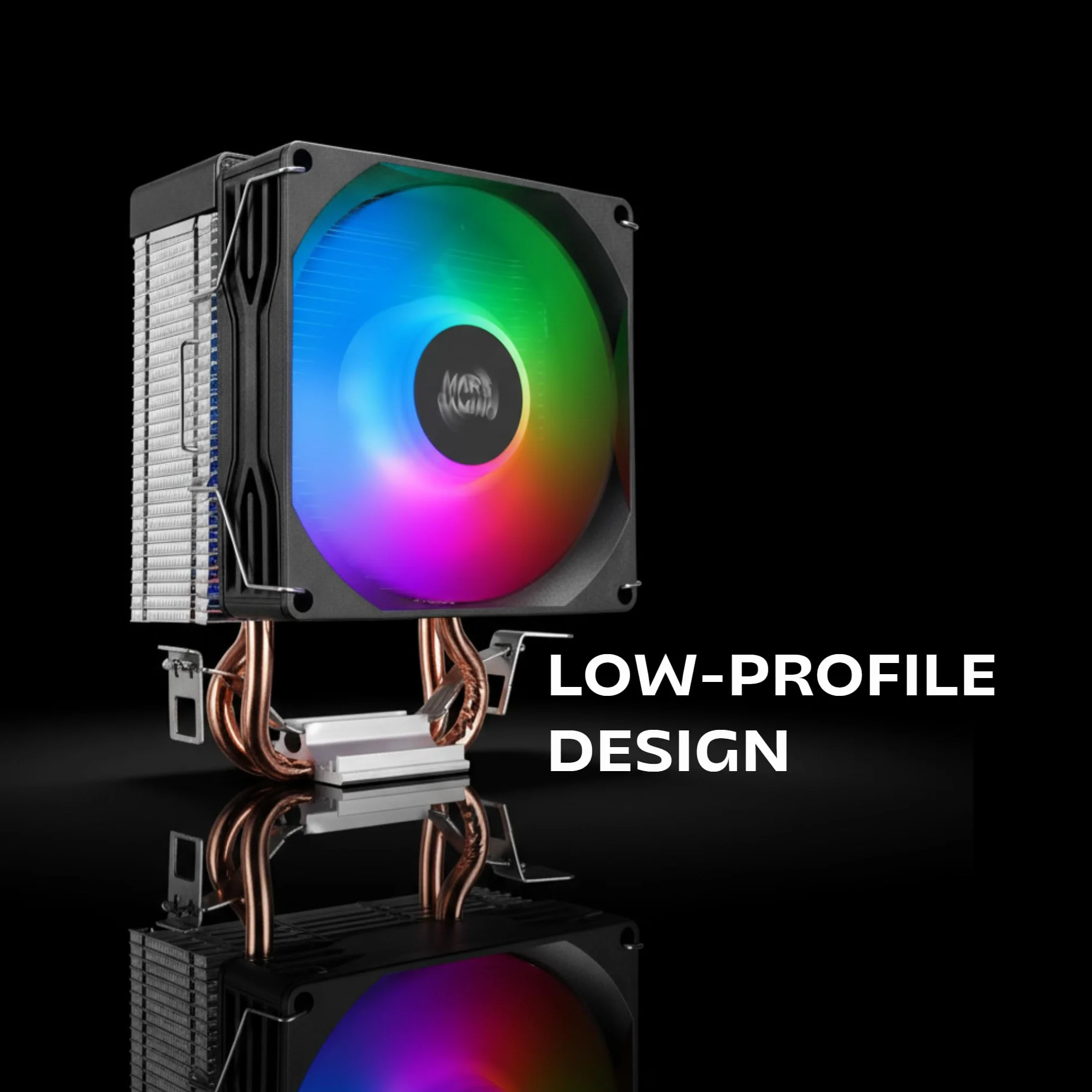 Mars Gaming MCPU-X2, Chłodzenie CPU 150W TDP, 2x Heatpipe, Wentylator PWM FDB, Podświetlenie FRGB, Kompaktowy design SFF/Mini-ITX, Aluminiowe żeberka, Chłodzenie PC kompatybilne z Intel i AMD, Czarny