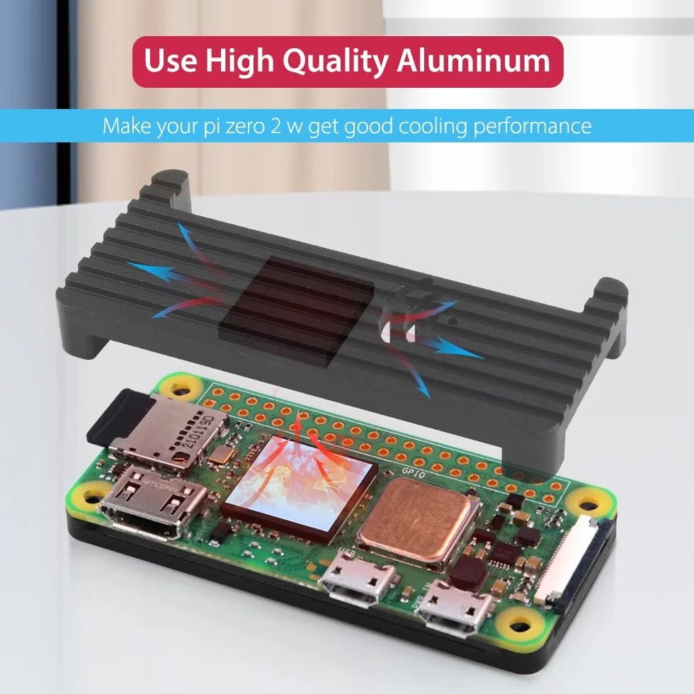 GeeekPi Podstawowy Starter Kit dla Raspberry Pi Zero 2 W, z obudową Zero 2 W, 20-stykowym złączem GPIO, radiatorami, OTG, przełącznikiem MicroUSB, kablem MicroUSB do OTG, adapterem HDMI dla Zero 2 W