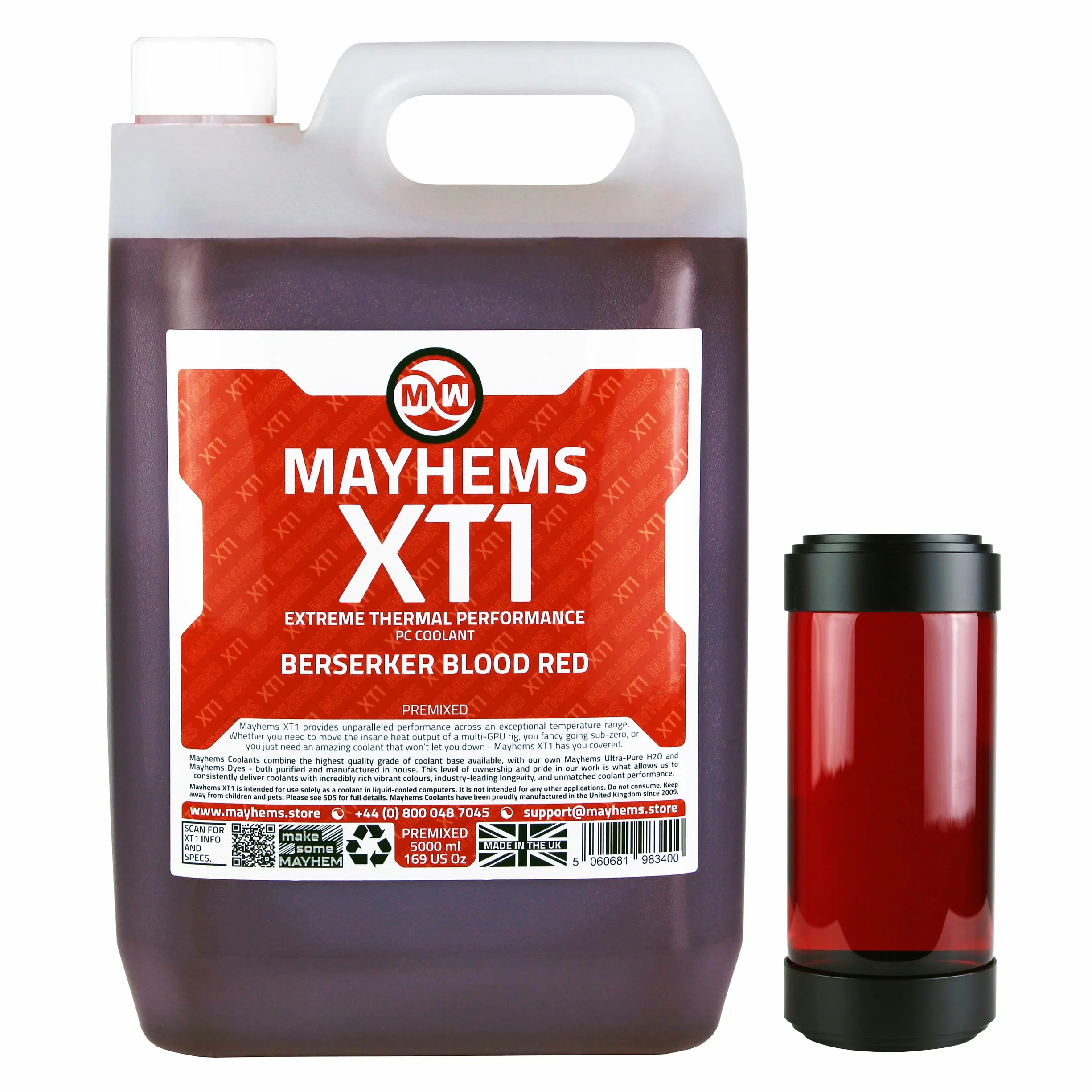 Mayhems - XT1 gotowy płyn chłodzący do komputerów PC - płyn do chłodzenia wodnego komputerów - Seria wydajności cieplnej, 5 litr, berserker blood red (krwistoczerwony)