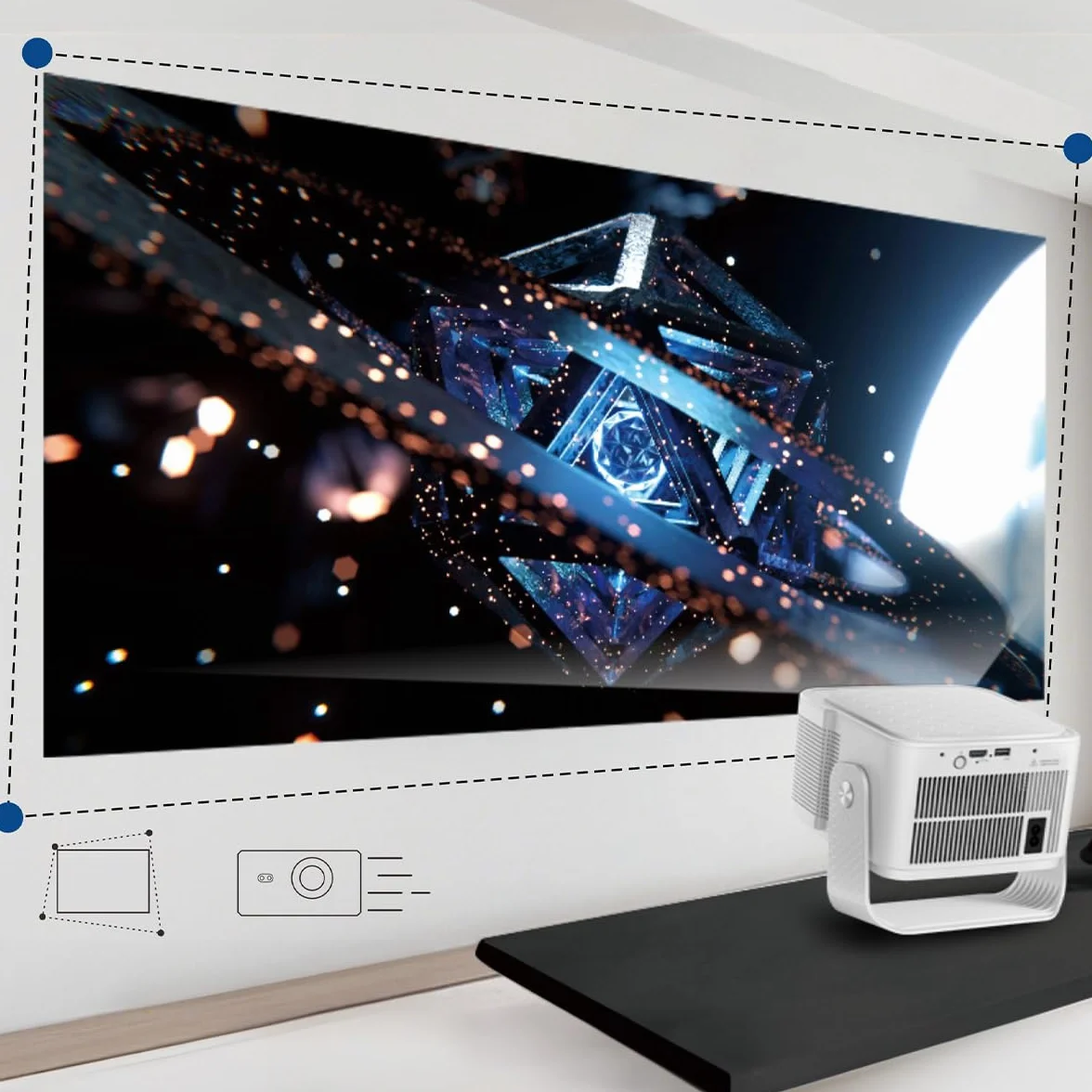 CIRON HY350 MAX GTV Przenośny Projektor Rzutnik Multimedialny do Oglądania Filmów w Domu Pracy Google TV WiFi Bluetooth Obrót o 180 stopni 500 ANSI Full HD 1080p 8K HDR10+ Korekcja Trapezowa