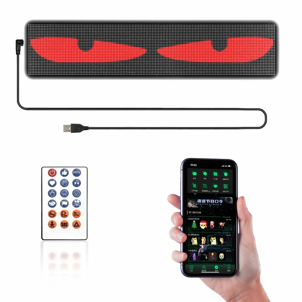 Samochodowy wyświetlacz LED emotikon animowany rysunek DIY telefon Bluetooth sterowanie głosem uniwersalny ekran LED interaktywny ekran LED do domu sklepu tylna szyba interaktywny ekran reklamowy