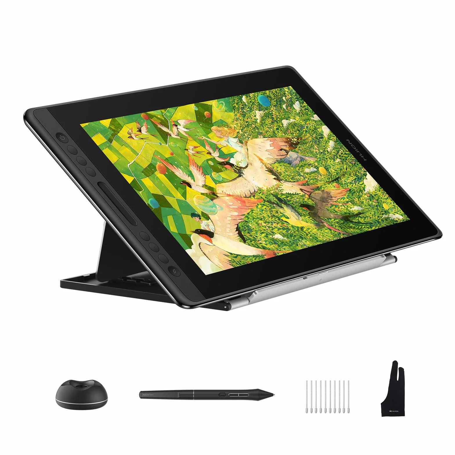 HUION Kamvas Pro 16 V2 tablet do rysowania z ekranem, 16K poziomów, PenTech 4.0, bez baterii, 15,6-calowy, w pełni laminowany, inteligentny pasek dotykowy i 6 klawiszy, artystyczny tablet