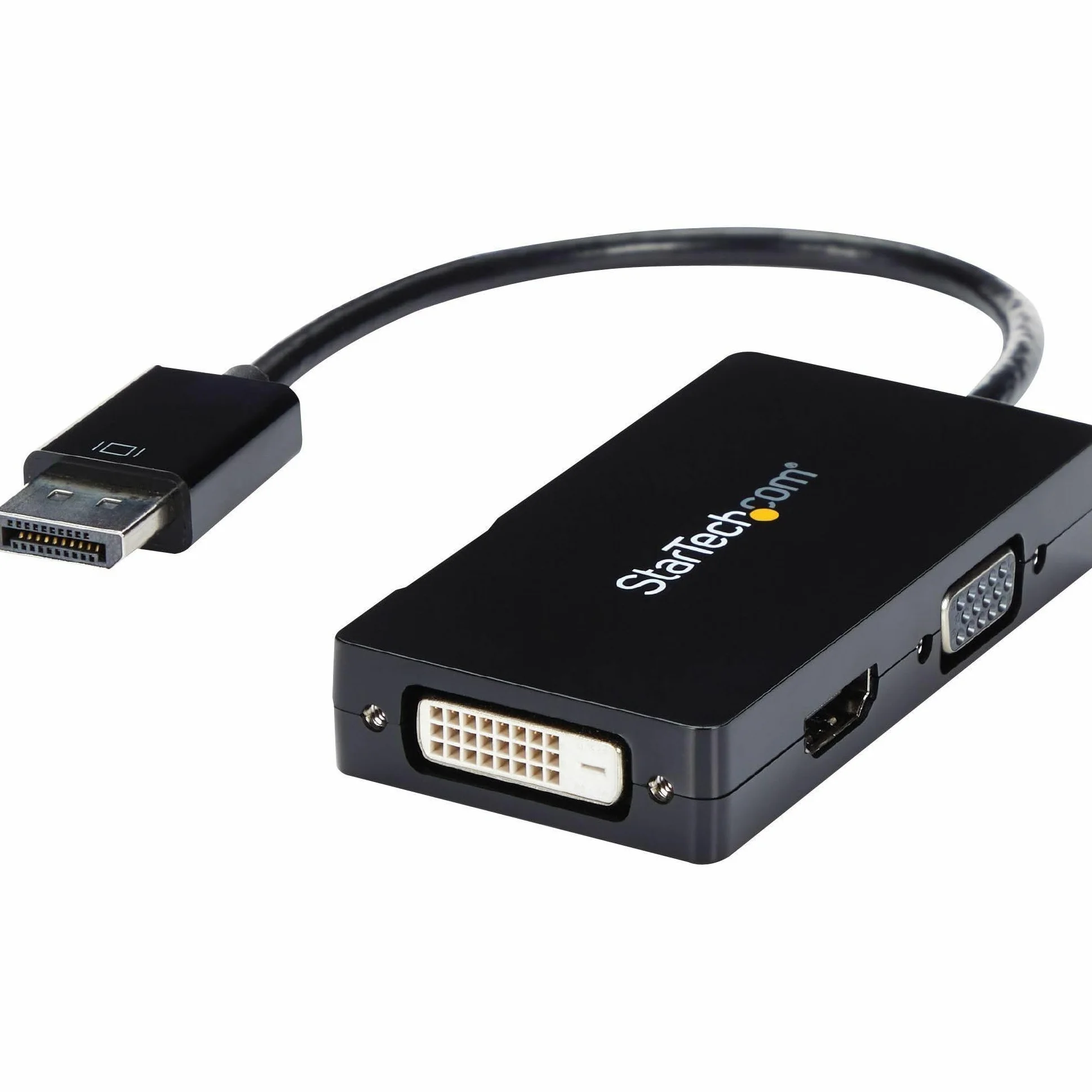 StarTech.com Konwerter 3 w 1 DisplayPort Multi Video - 1080p DP Laptop na HDMI VGA lub DVI monitor lub wyświetlacz projektora (DP2VGDVHD), VGA/DVI/HDMI (czarny)