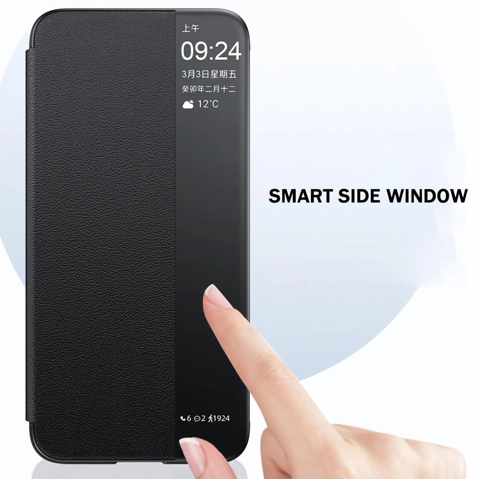 Etui do Huawei Mate 80 Pro Max/80 Pro/80, przezroczyste okno z klapką skórzane etui na całe ciało ochrona przed wstrząsami, czerwony, 80 Pro