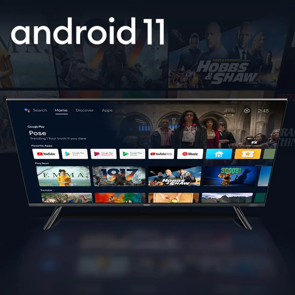 CHIQ L32G7L, 32-calowy, Android TV 11 ultra cienka krawędź, HDR, DBX-TV, Smart TV, Netflix, Prime Video, Youtube, Wi-Fi 2.4/5G, Bluetooth, Chromecast, Google Assistant