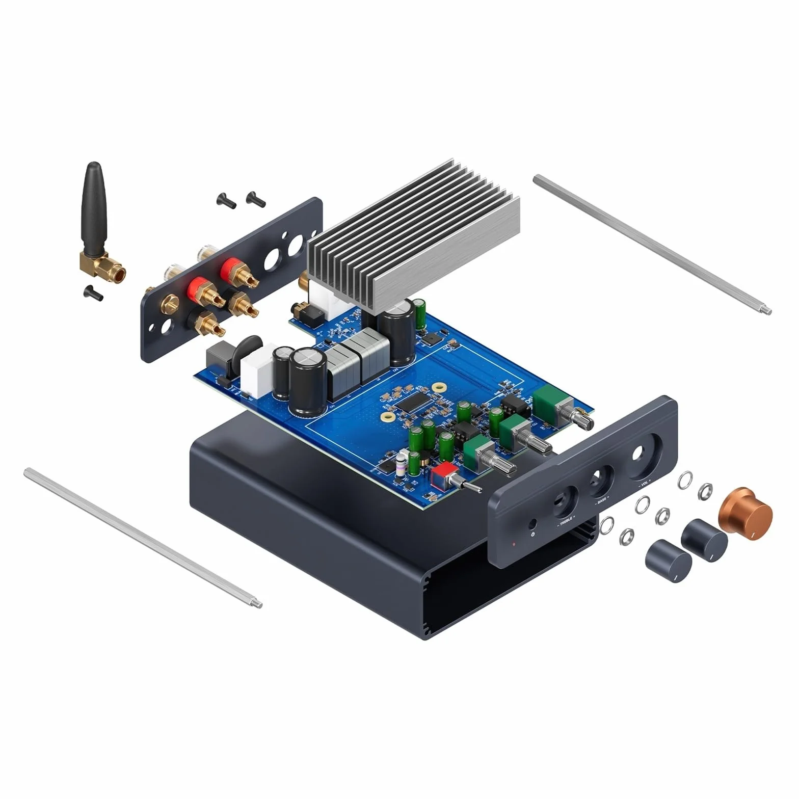 Wzmacniacz mocy dźwięku Bluetooth 300 W x2 Mini wzmacniacz stereo HiFi Bass Treble do kina domowego
