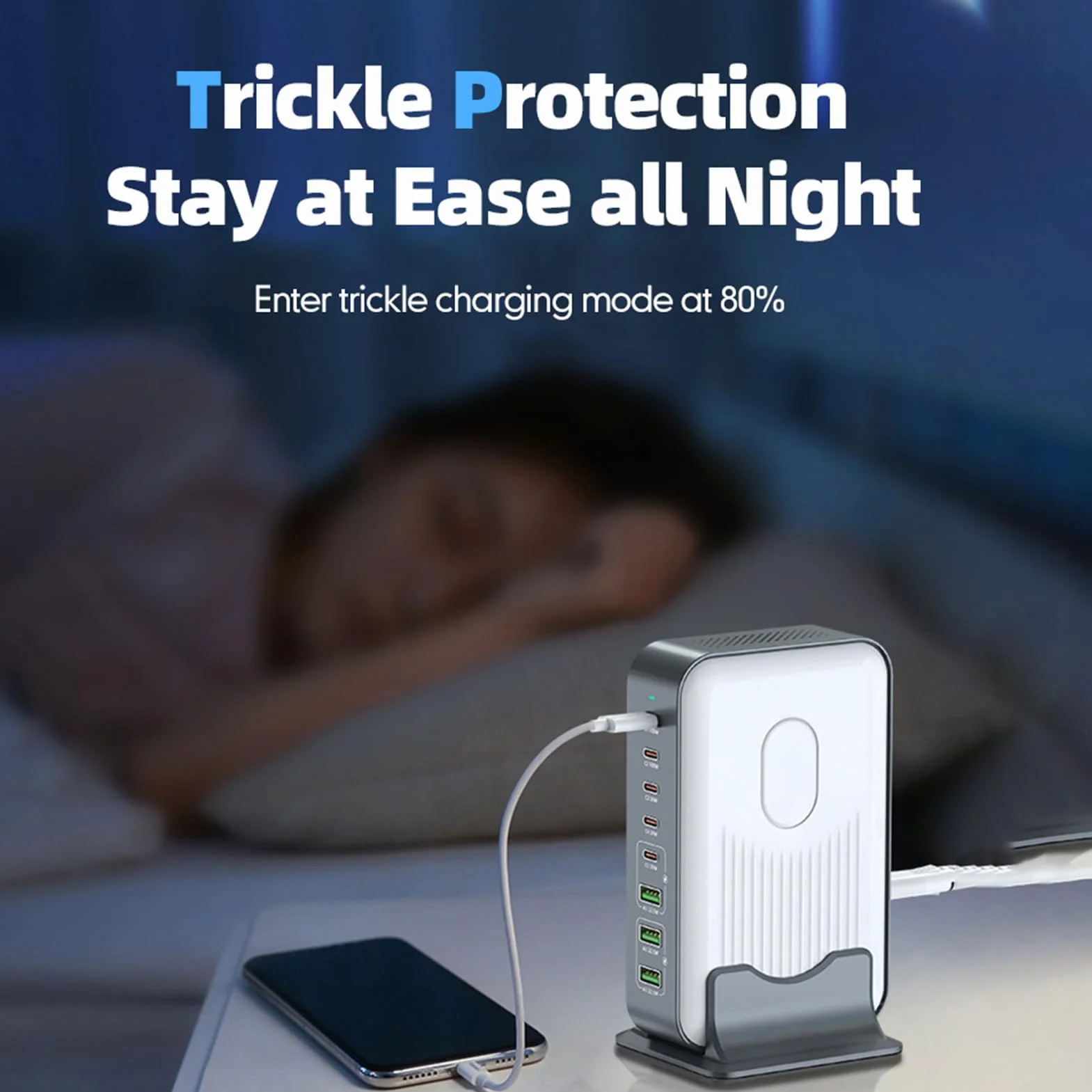 Fabater Stacja ładująca 200 W do Wielu urządzeń, 8-portowy Blok ładujący USB C, Szybkie ładowanie, Zasilacz PD 100 W Typu C do Telefonów, Tabletów, Laptopów, Wielu ładowarek Hub USB (Wtyczka UE 800