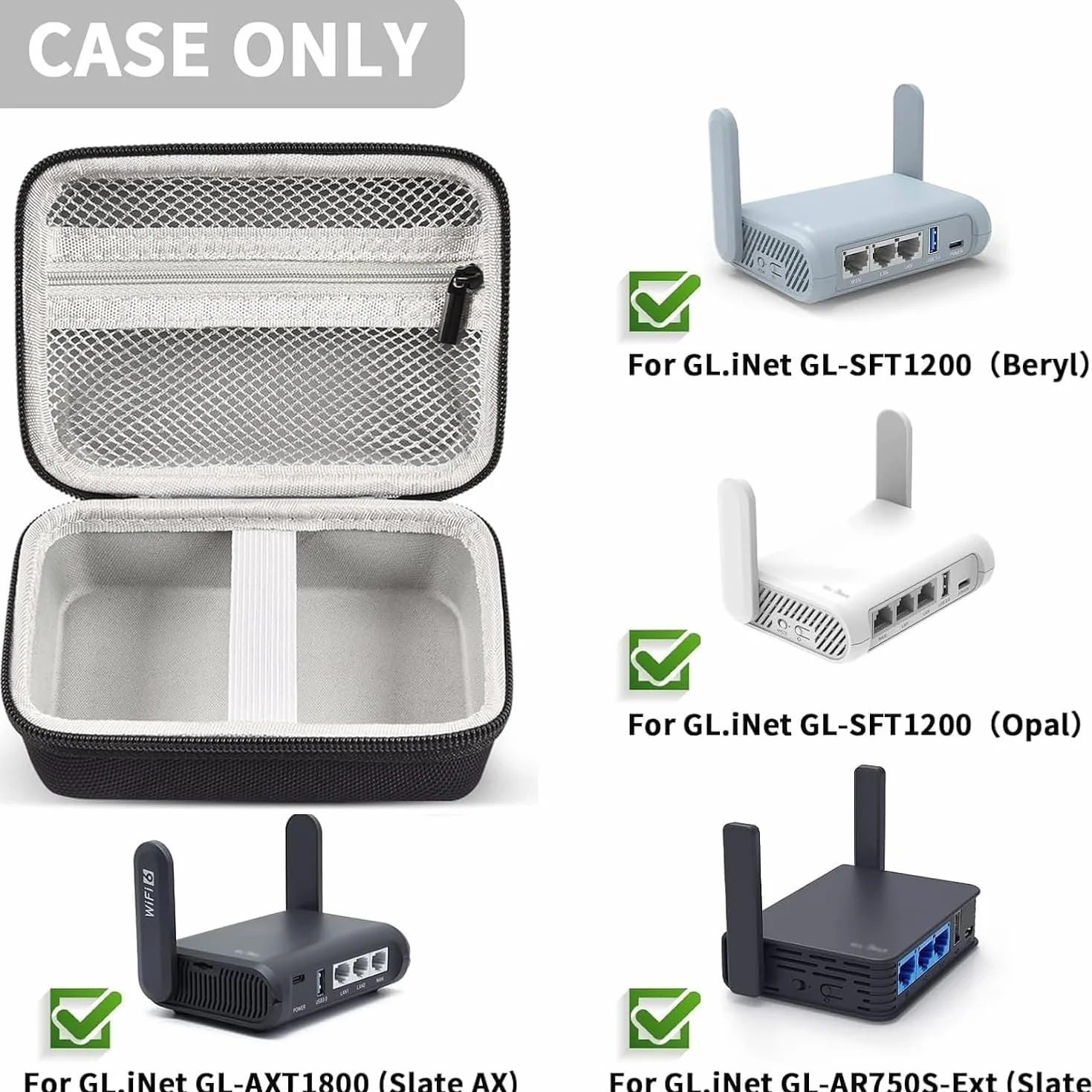 Obudowa, kompatybilna z GL SFT1200/ MT3000/ AXT1800/ MT1300/ A1300 do routera podróżnego Glinet – bezprzewodowy, przenośny uchwyt pamięci Wi-Fi do kabla Ethernet i zasilacza sieciowego (tylko obudowa