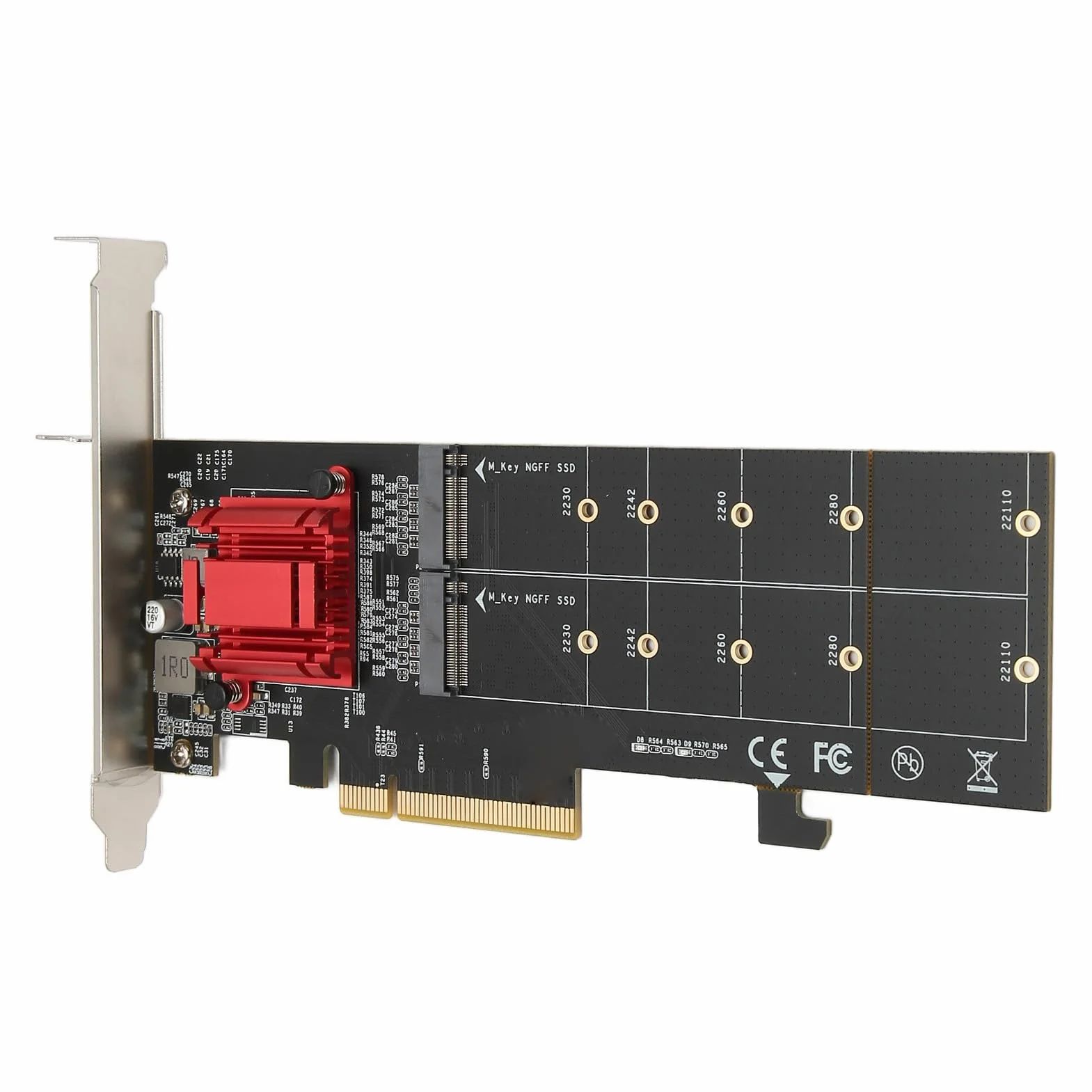 Podwójna Karta Adaptera M.2 PCIe NVMe, Karta Rozszerzająca PCIe 3.1x8 x16, Interfejs Płyty Głównej, Obsługa SSD 2230/2242/2260/2280/22110