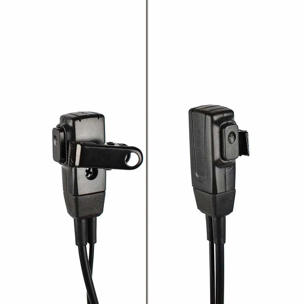 Słuchawki Walkie Talkie z mikrofonem w kształcie litery D, kompatybilne z Baofeng UV-5R UV-5RA 888S Kenwood HYT 2-pinowe radio dwukierunkowe (10 sztuk)