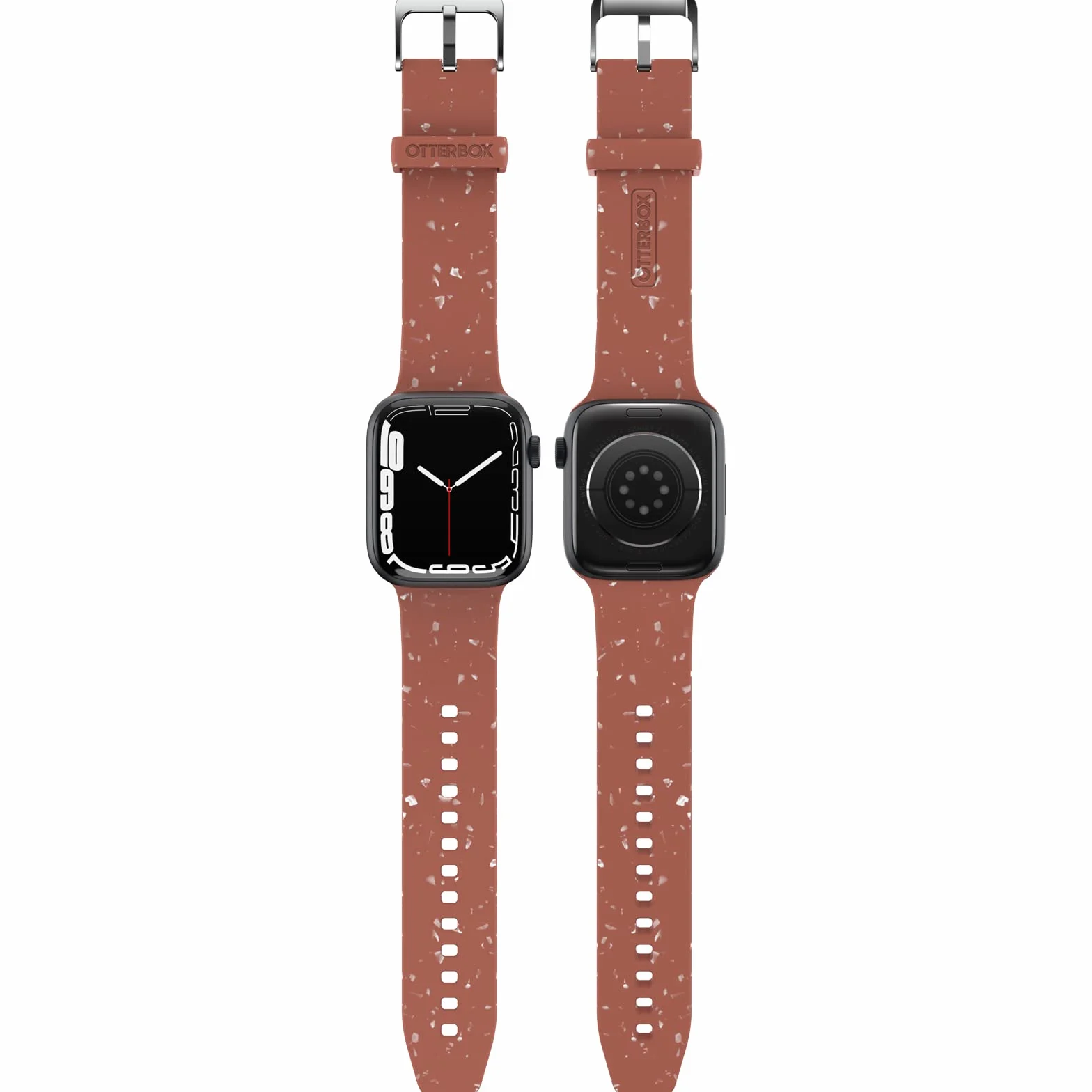 OtterBox Terrus pasek do zegarka Apple Watch 44/45/46mm, wytrzymały pasek z miękkiego silikonu do zegarka Apple Watch, z żywymi plamkami wykonanymi z materiału pochodzącego z recyklingu, Czerwone