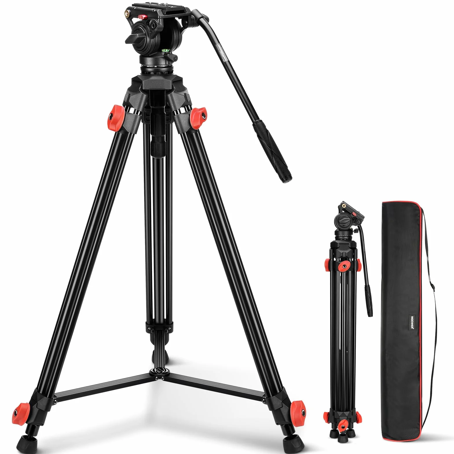 NEEWER Płynna głowica statywu kamery, wytrzymały lekki kompaktowy przenośny uchwyt podróżny do DSLR Kamery kompatybilne z dji gimbals kompatybilny z płytami Manfrotto QR, obciążenie, maks. 13,2 funta