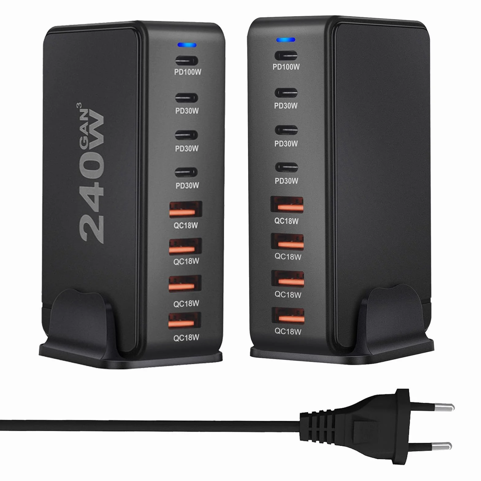 Ładowarka 240 W | 8-portowy adapter do szybkiego ładowania laptopa typu C | Pd QC Ultra szybkie ładowanie zasilacza do laptopa do ładowania