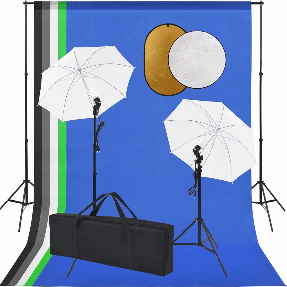 Zestaw do studia fotograficznego z lampami, tłem, reflektorem, statywem, softboxem, oświetleniem do fotografii portretowej i produktowej w domowym studiu