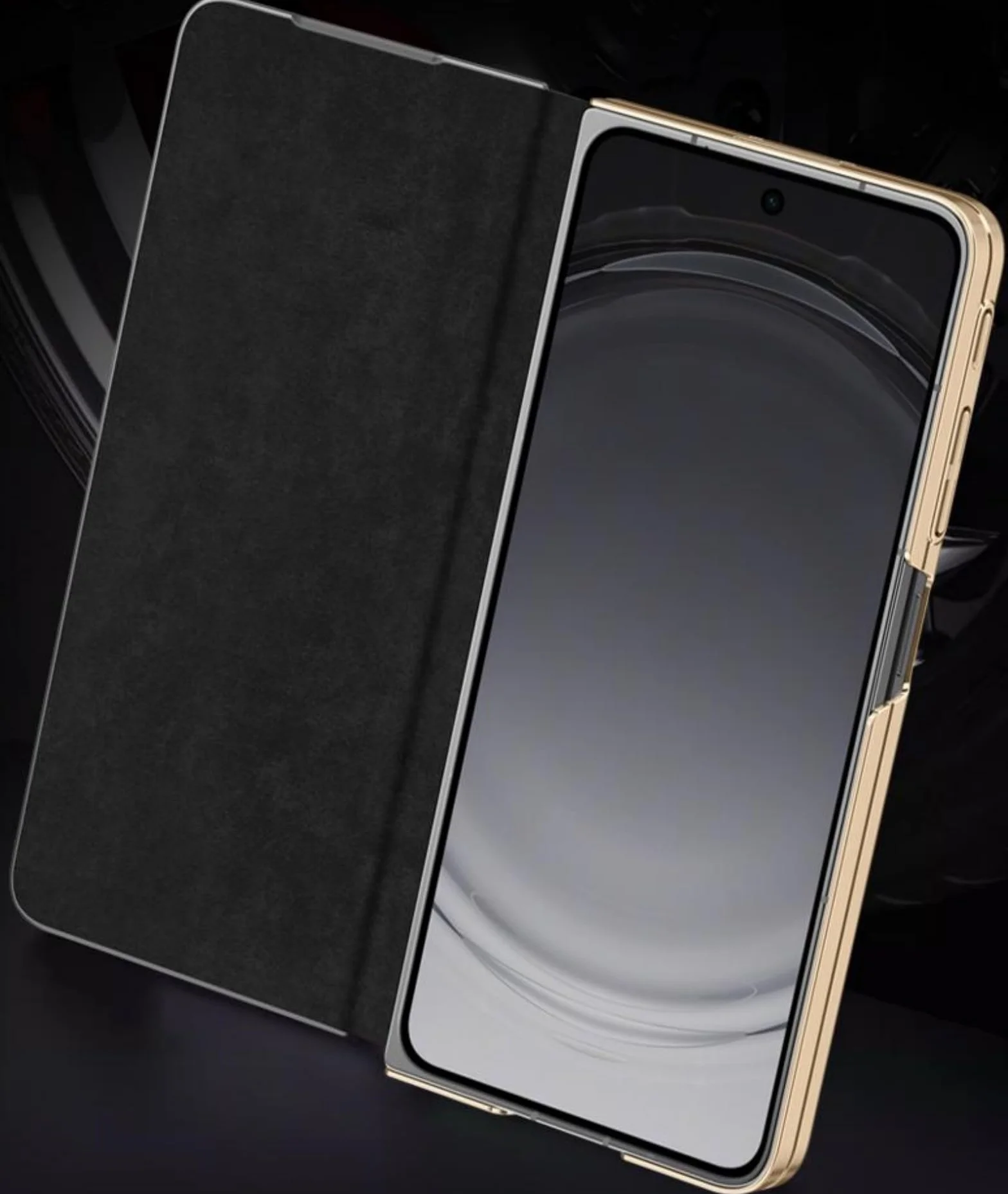 Find N6 etui na telefon komórkowy z klapką magnetyczną ze skóry + stojak na obiektyw + View Window, etui z klapką Folio do Oppo Find N6(3)