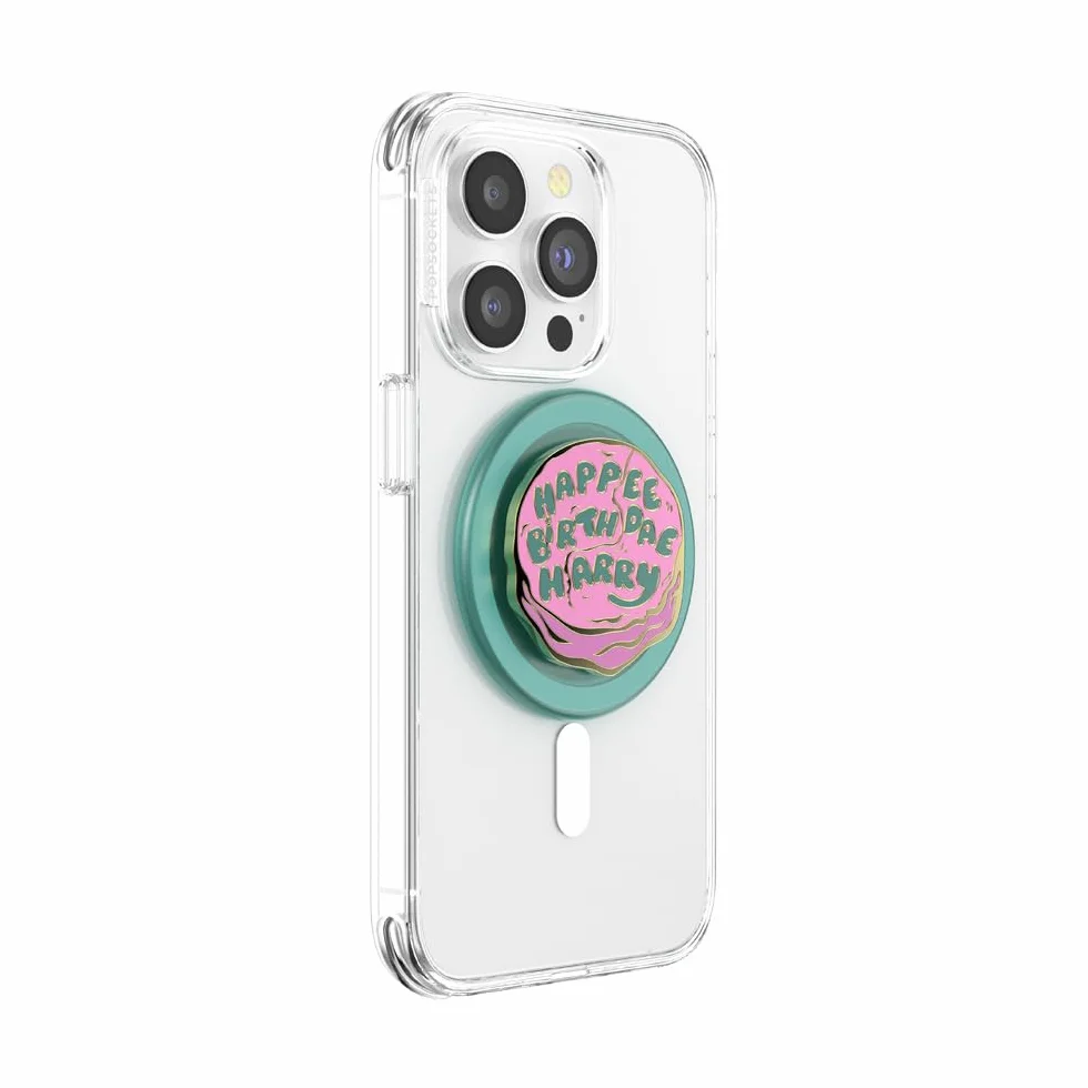 PopSockets Okrągły uchwyt do telefonu kompatybilny z MagSafe, pierścień adaptera w zestawie, uchwyt na telefon, kompatybilny z bezprzewodowym ładowaniem, Harry Potter - Happy Birthday Harry