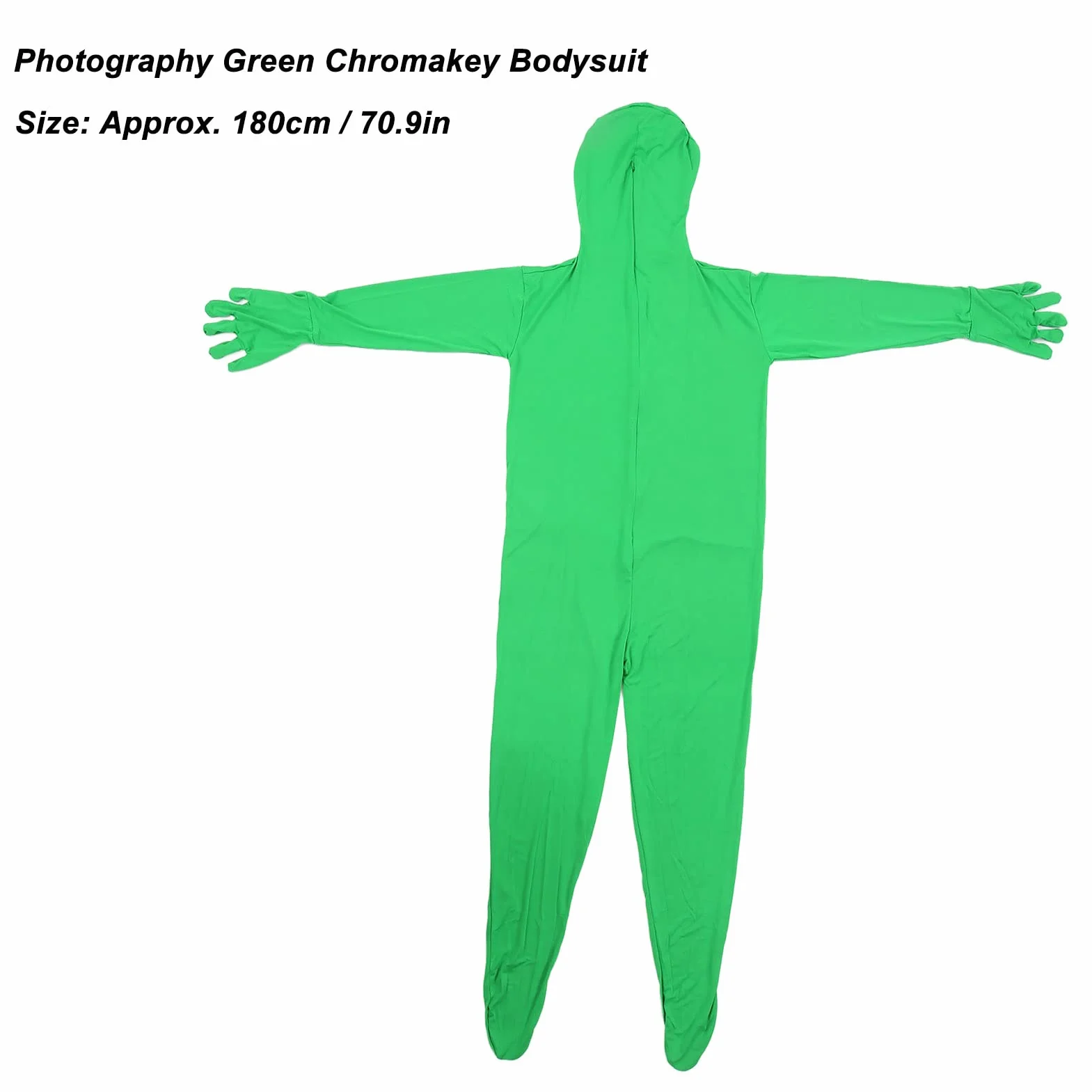 Body z Zielonym Ekranem Chromakey Body Suit Całe Ciało Split Design Znikający Mężczyzna do Fotografii Film Film Efekt Fotograficzny, Unisex Stretch Kostium dla Dorosłych Dopasowany do(180cm)