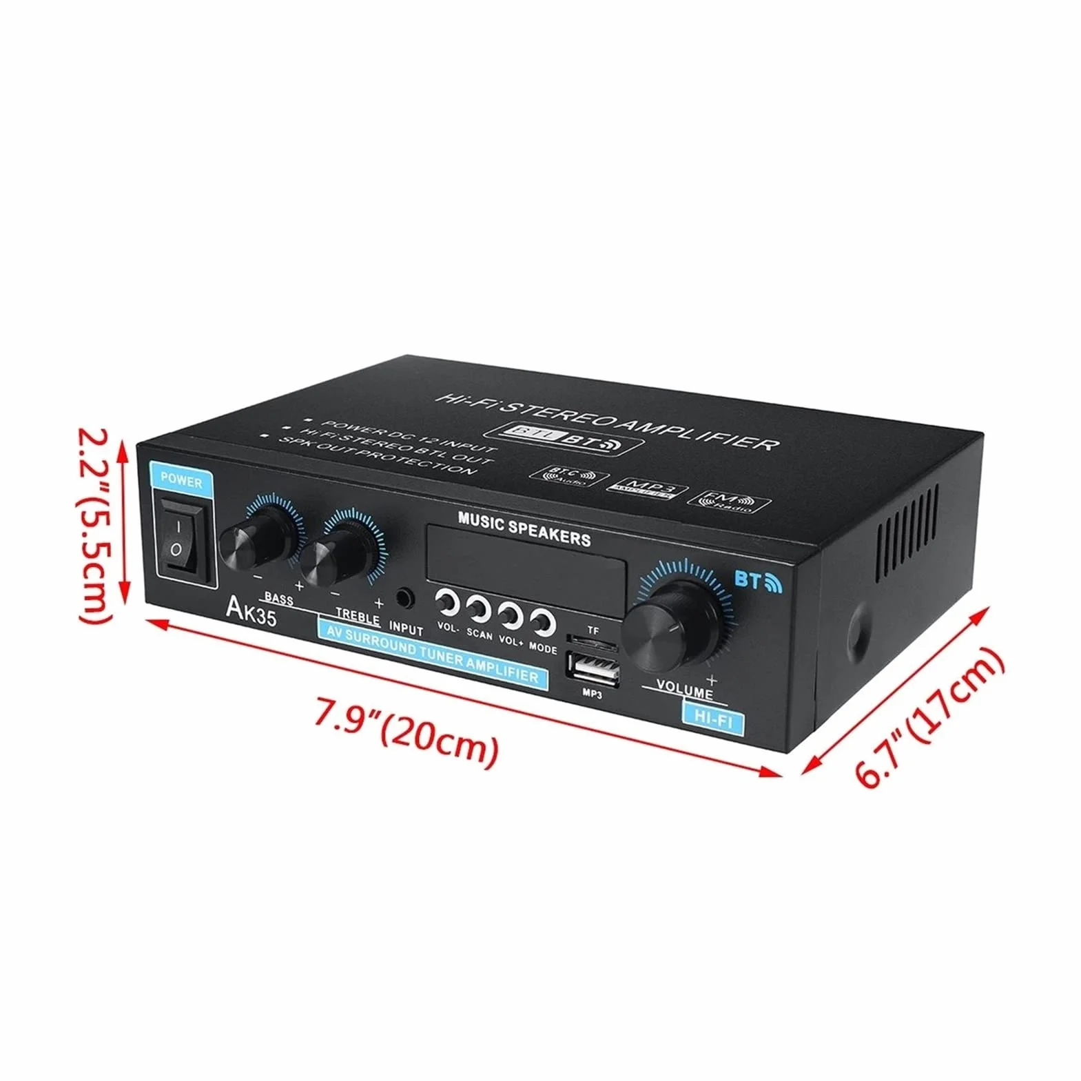 40. 0W + 400W. Wzmacniacz cyfrowy MINI 2.0 Kanałowy Odbiornik Bluetooth 5.0 Usb. Odtwarzacz muzyki Stereo Home/Car/Marine Audio Amp