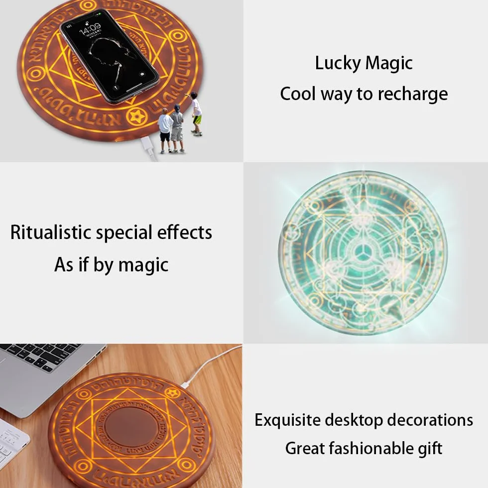 ładowarka Bezprzewodowa Large Magic Array, Do Telefonów Komórkowych Z Certyfikatem Qi, Zasilanie Mobilne Z Efektem Magicznym, 10 W,Gold