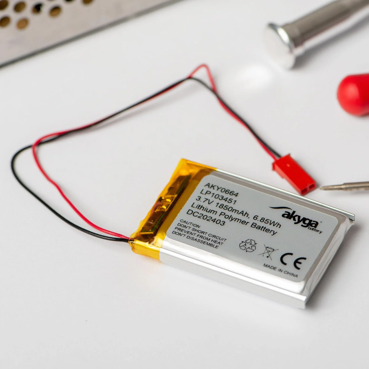 3,7 V 1200 mAh akumulator LP603450 litowo-polimerowy AKYGA AKY0638 akumulator Li-Po PCM JST 2-biegunowy przyłącze 2,5410 cm