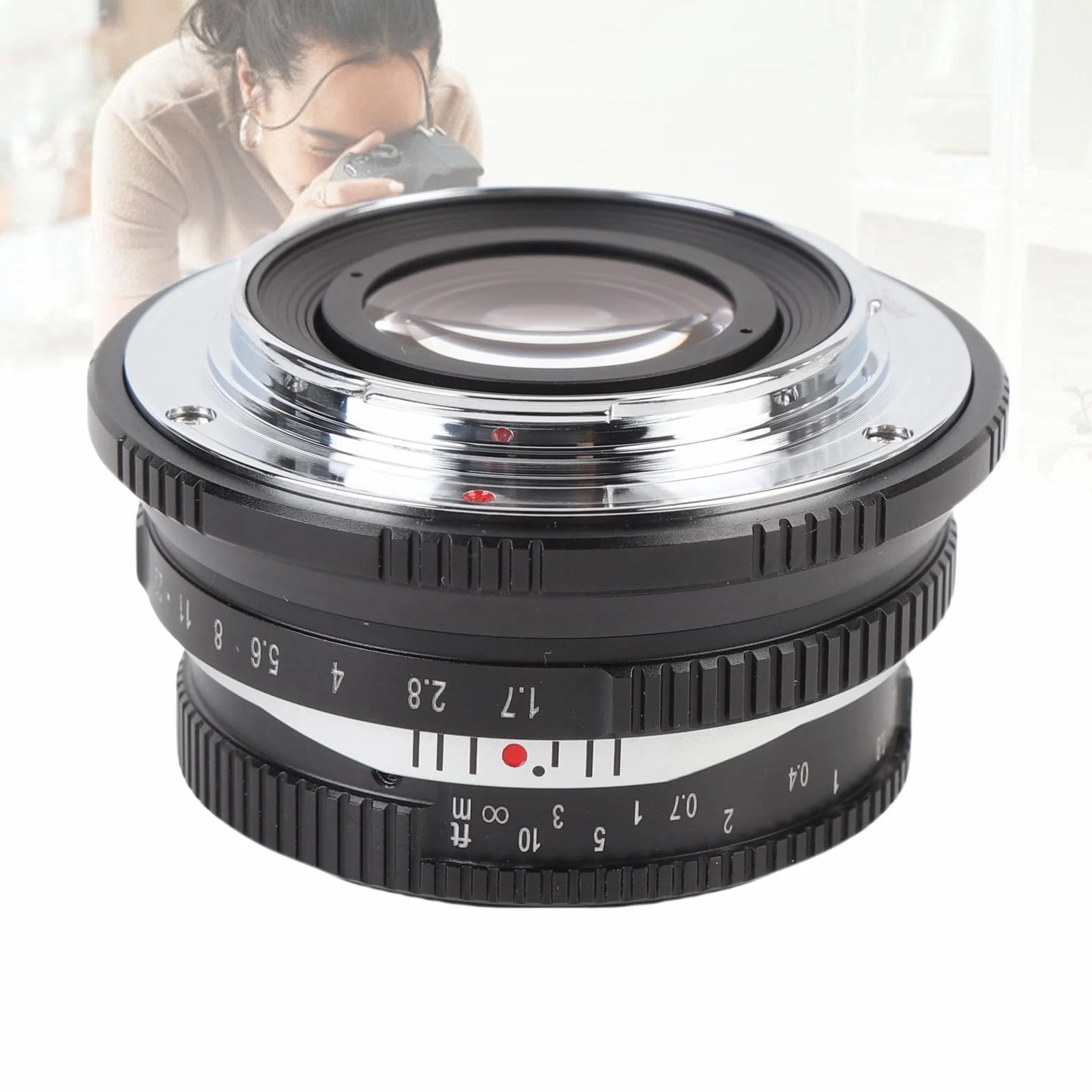 Ręczne Ustawianie Ogniskowania Stałego Soczewki, Manualny Obiektyw Aparatu Równoważny 37,5 Mm ogniskową aluminiową ramkę Stopowa do Robienia zdjęć (BLACK)