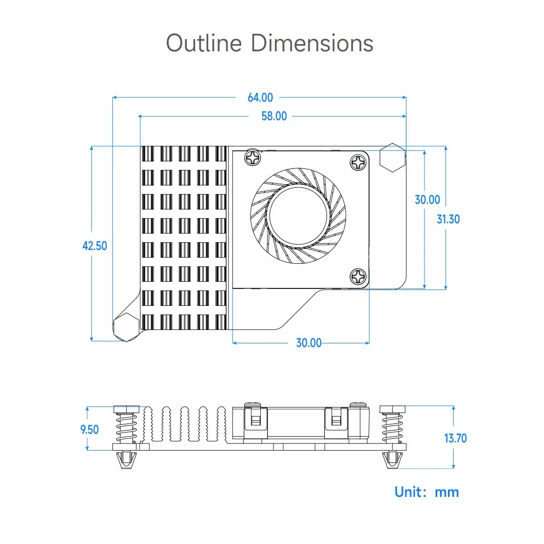 Waveshare Active Cooler (B), Compatible with Raspberry Pi 5, Active Cooling Fan, Aluminium Heatsink, with Thermal Pads
