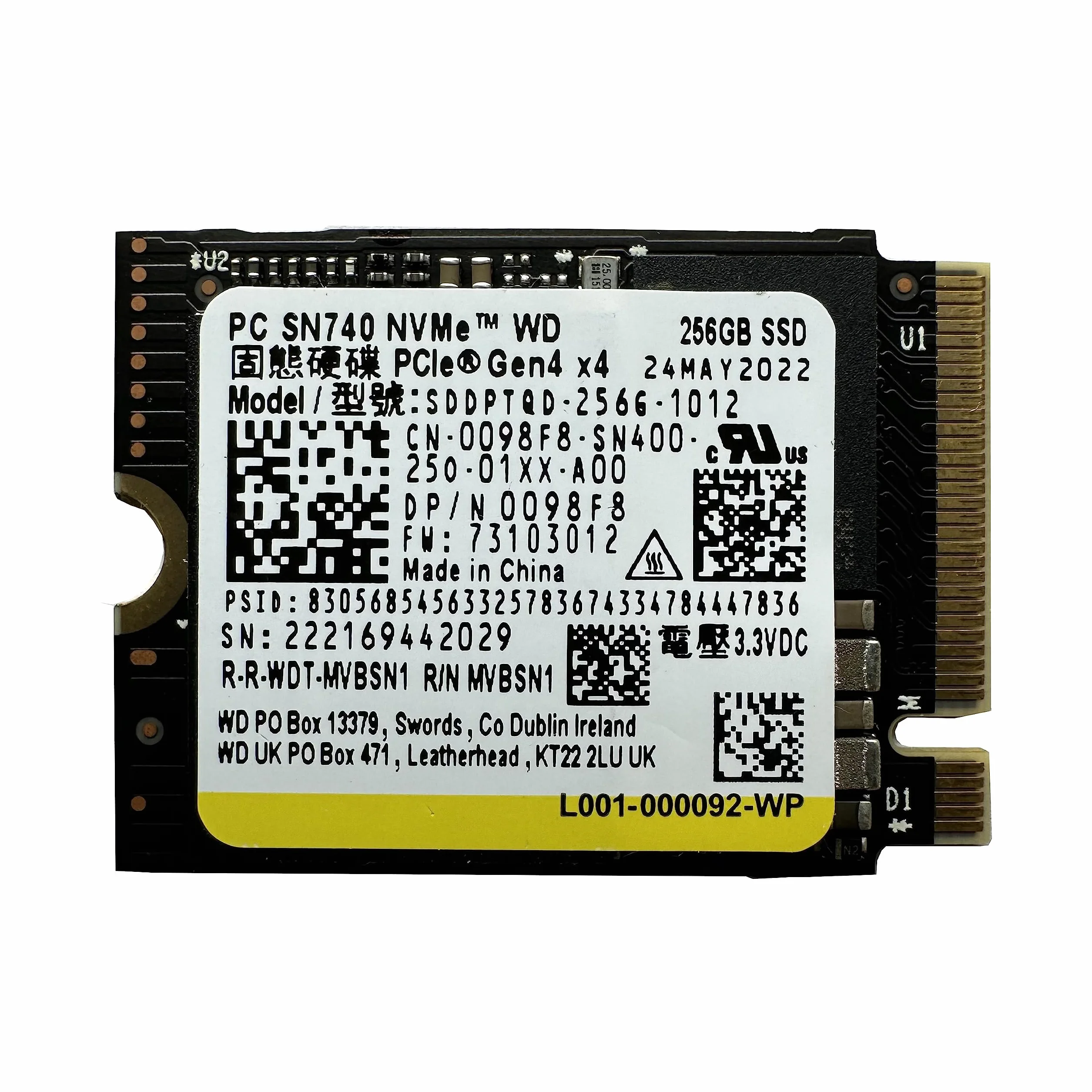 WD SN740 256 GB SSD M.2 2230 30 mm NVMe PCIe 4.0 Gen 4 x 4 (OEM)