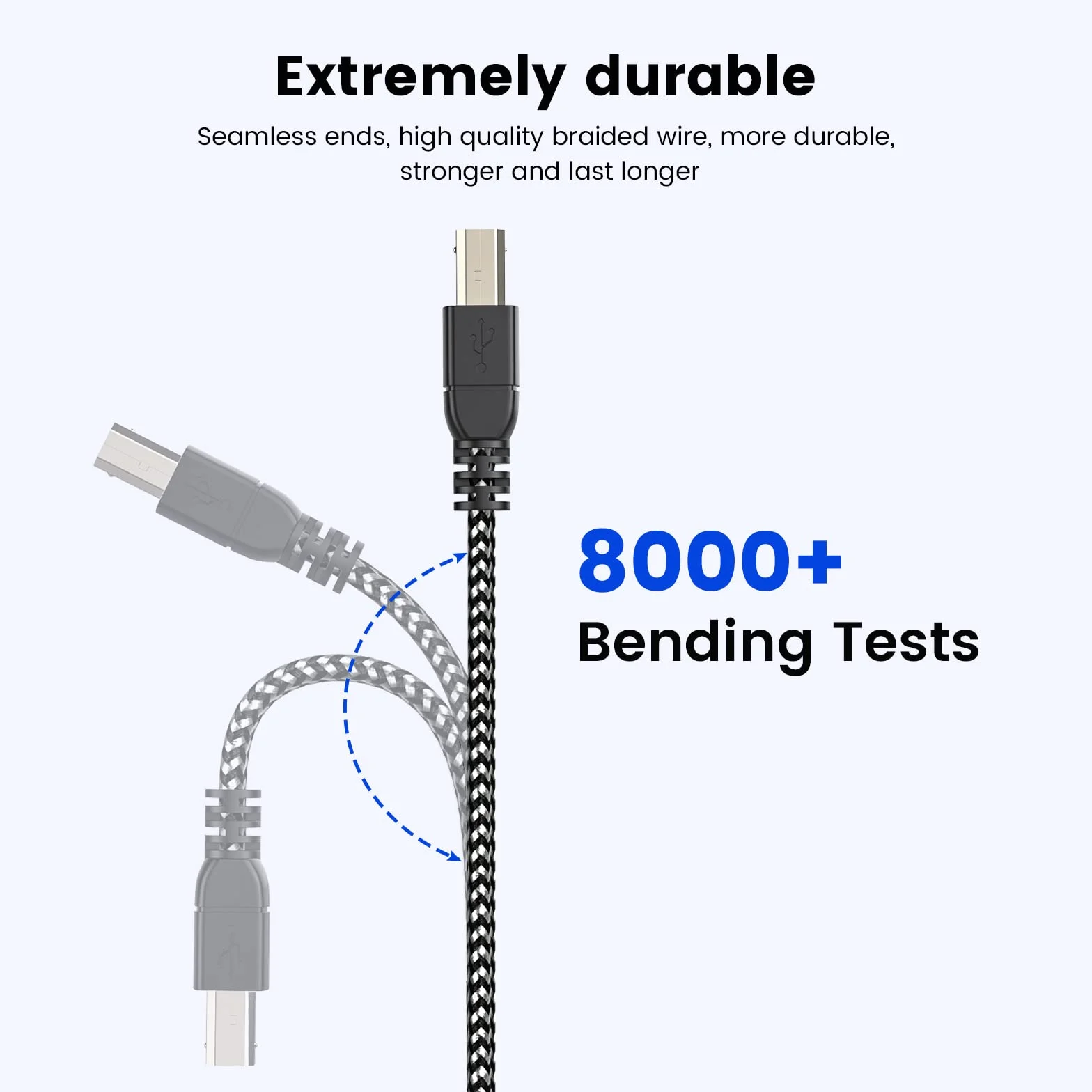 MOSWAG Kabel USB B do USB C 480 Mbps 10 m, kabel do drukarki MIDI, wytrzymały nylonowy płaszcz i aluminiowa wtyczka, do drukarek, keyboardów MIDI, smartfonów, syntezatorów, interfejsów audio