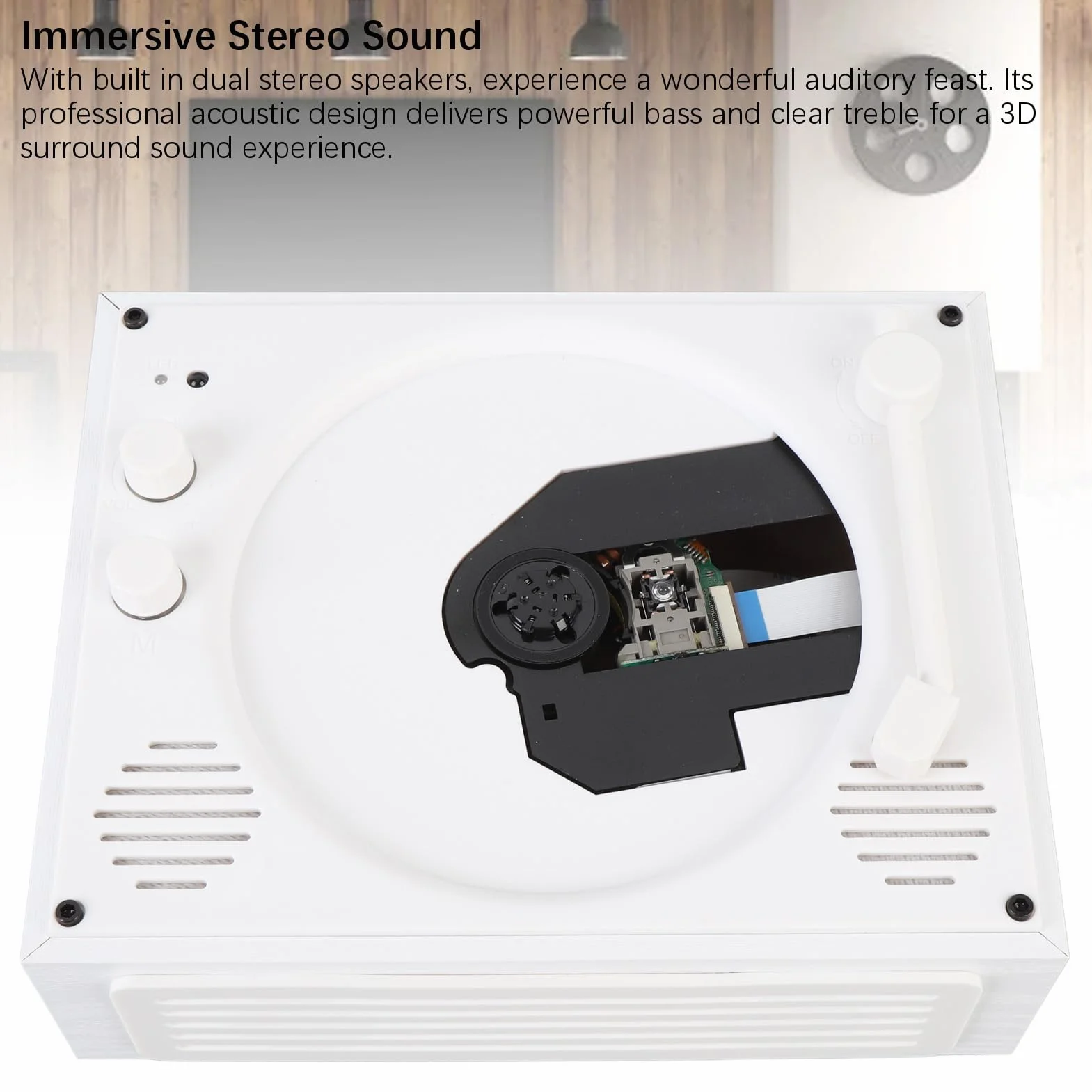 Przenośny Odtwarzacz CD z Bluetooth 5.3, 4000 MAh Odtwarzacz Muzyki Stacjonarnej dla Domu z Wbudowanymi Głośnikami, Zdalne Sterowanie, Obsługuje USB TF Aux Wejście Optyczne