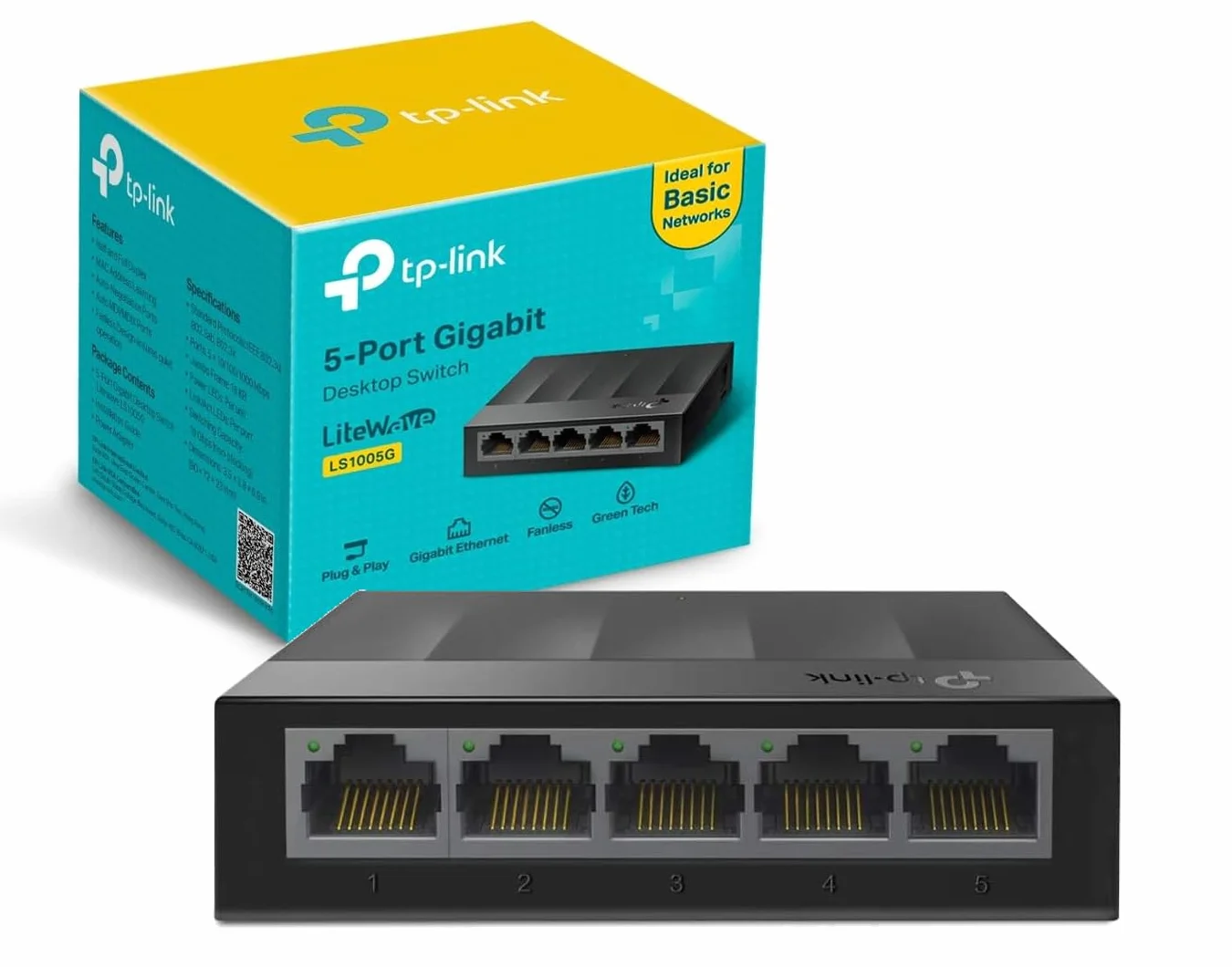 TP-Link LS1005G Przełącznik sieciowy 5-portowy Gigabit Plug & Play Czarny