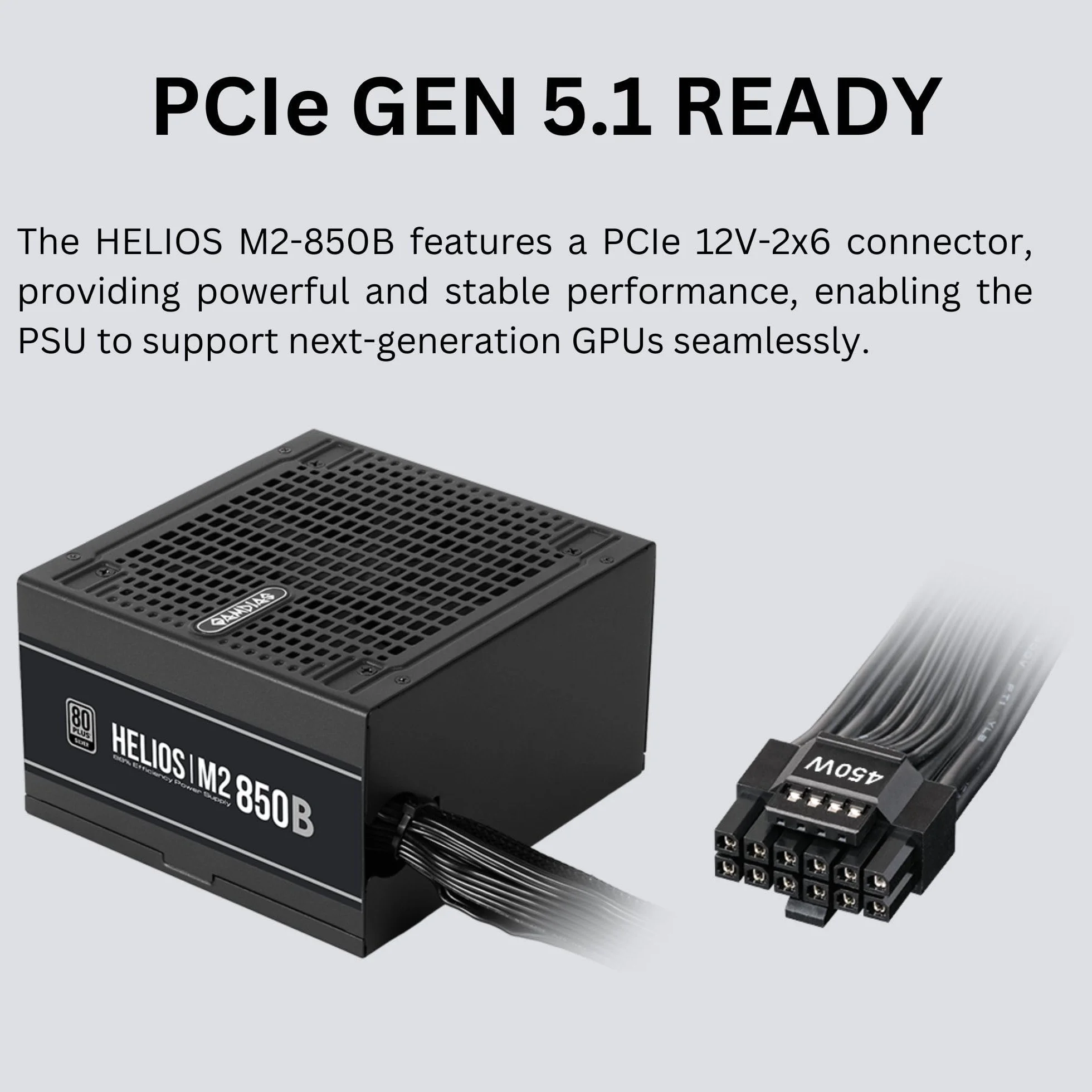 GAMDIAS ATX 3.1 & PCIe 5.1 850 W PSU Bronze, zasilacz gamingowy 850 W, ATX Gold 80+ Bronze 12 V zasilacz do komputera i aktywnego PFC
