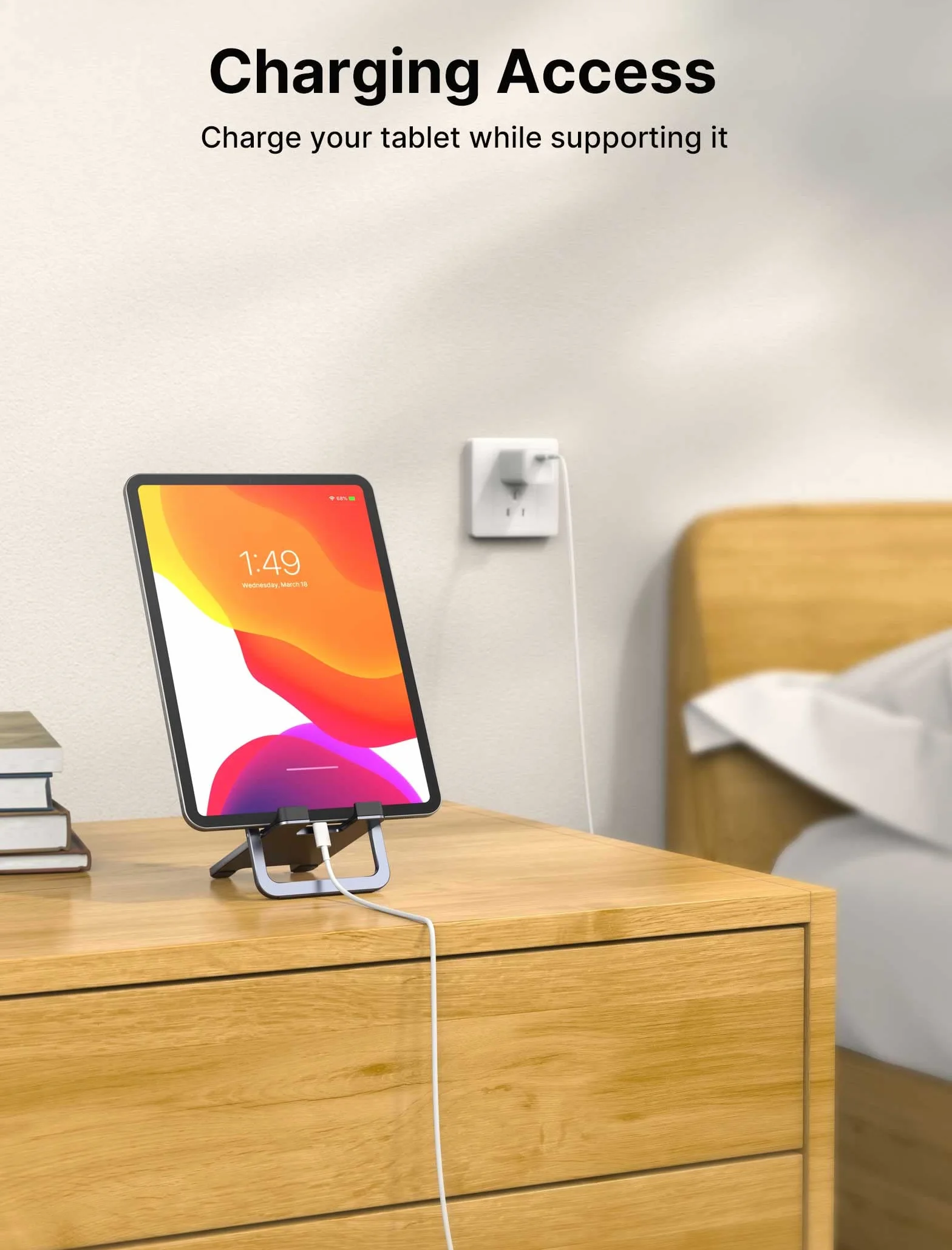 JSAUX Uniwersalny stojak na tablet, przenośny składany uchwyt na tablet na biurko kompatybilny z iPadem Mini, Samsung Galaxy Tab, Kindle, Steam Deck OLED, Switch, ROG Ally X, iPhone i innymi tabletami | Łatwy do przenoszenia, rama ze stopu, antypoślizgowa
