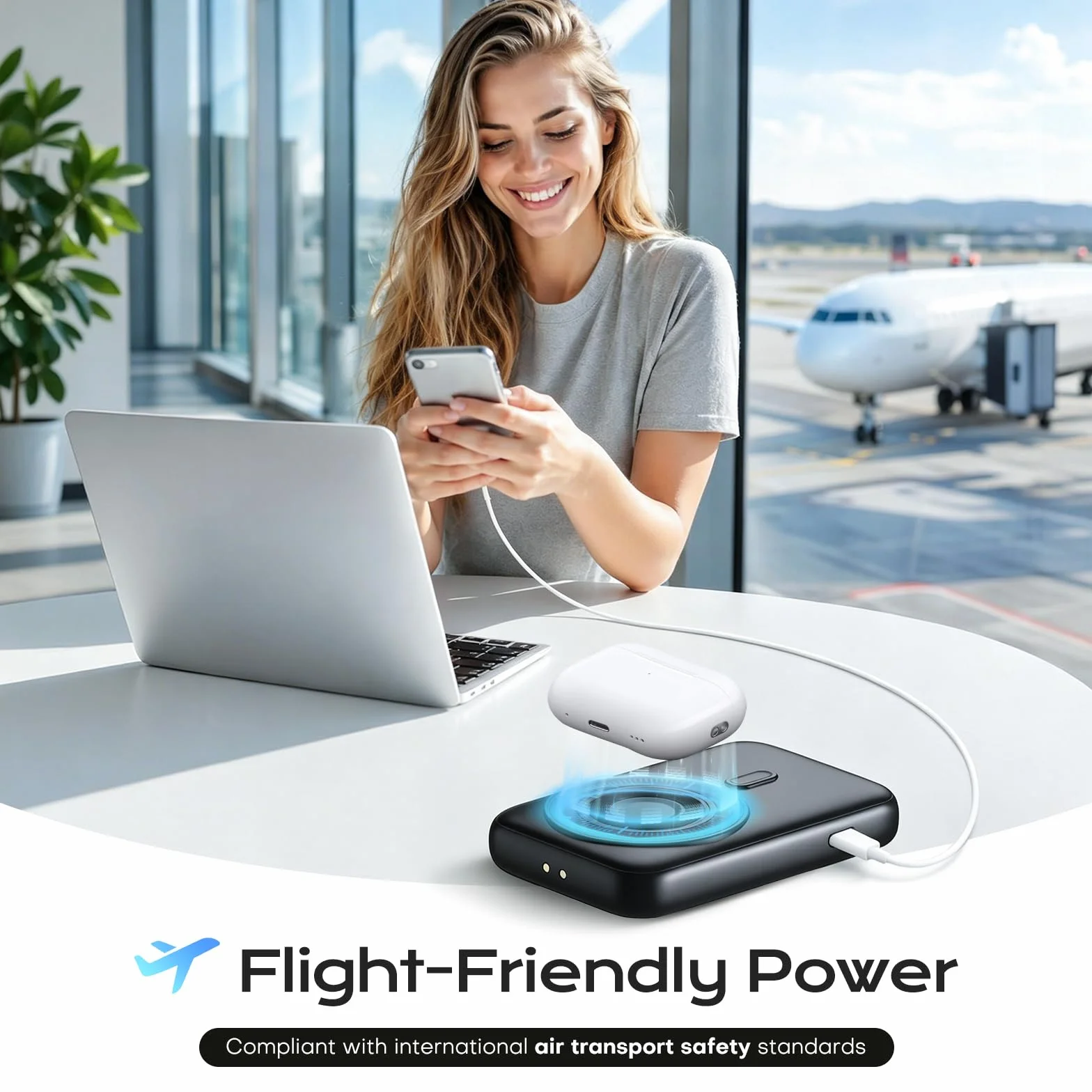 Power Bank Stacja ładująca 10000mAh, 3/6 porty, 22.5W Fast Charge, Powerbank z wbudowanymi kablami USB-C/Lightning/Micro, 15W Wireless, do iPhone Samsung Android, podróżny zestaw ładowania