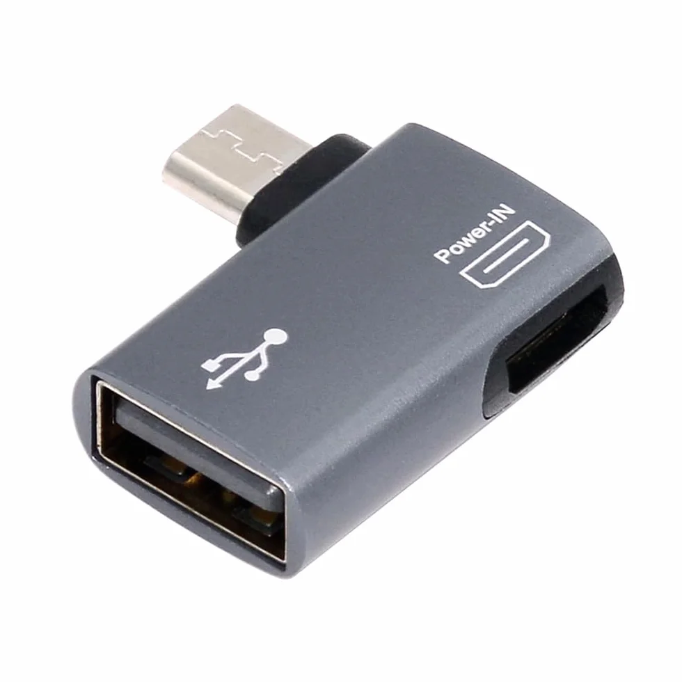 Micro USB 2.0 na typ A żeński adapter hosta OTG 90 stopni kąt prosty z zasilaniem USB do telefonu tabletu