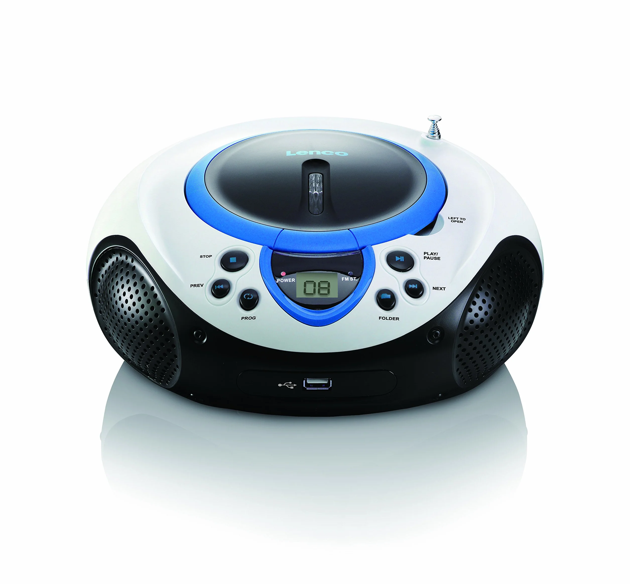 Lenco Dziecięce radio CD SCD-38 przenośne radio FM z odtwarzaczem CD/MP3 i USB w kolorze niebieskim