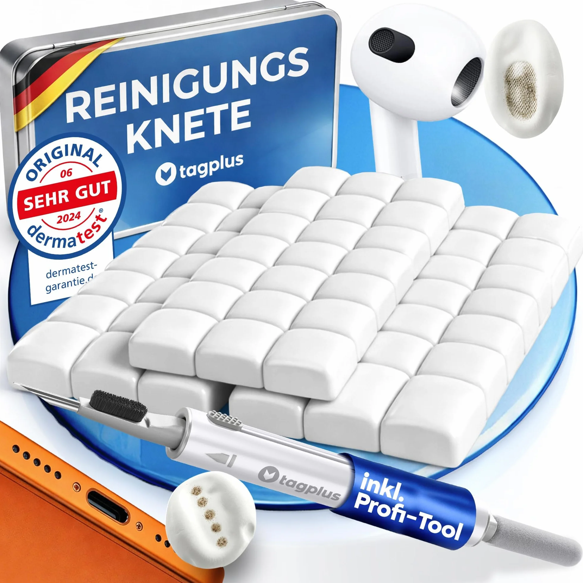 tagplus® Glinka do czyszczenia telefonu komórkowego i słuchawek, w zestawie profesjonalne narzędzie do czyszczenia, zestaw do czyszczenia telefonu komórkowego Airpods, gadżety dla mężczyzn, akcesoria
